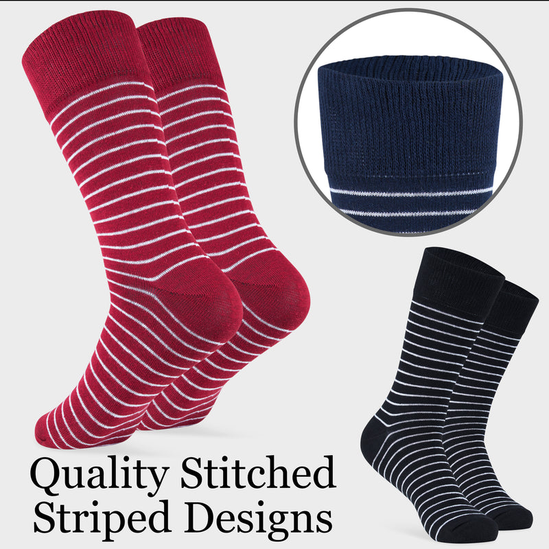CityComfort Mens Socks Multipack, Pack of 6 Striped Calf Length Crew Socks for Men and Teens
