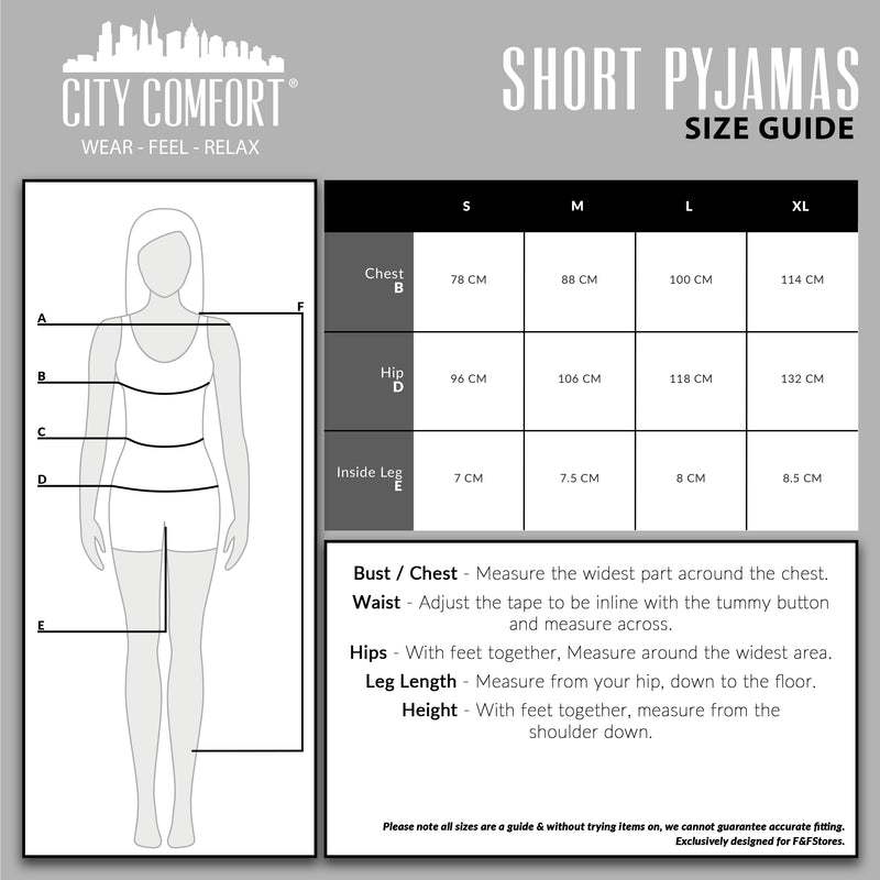 CityComfort Ladies Pyjamas, Women’s 2 Piece Nightwear, GREY Pjs Set