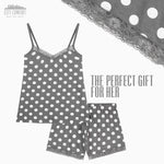 CityComfort Ladies Pyjamas, Women’s 2 Piece Nightwear, GREY SPOTS Pjs Set - Get Trend