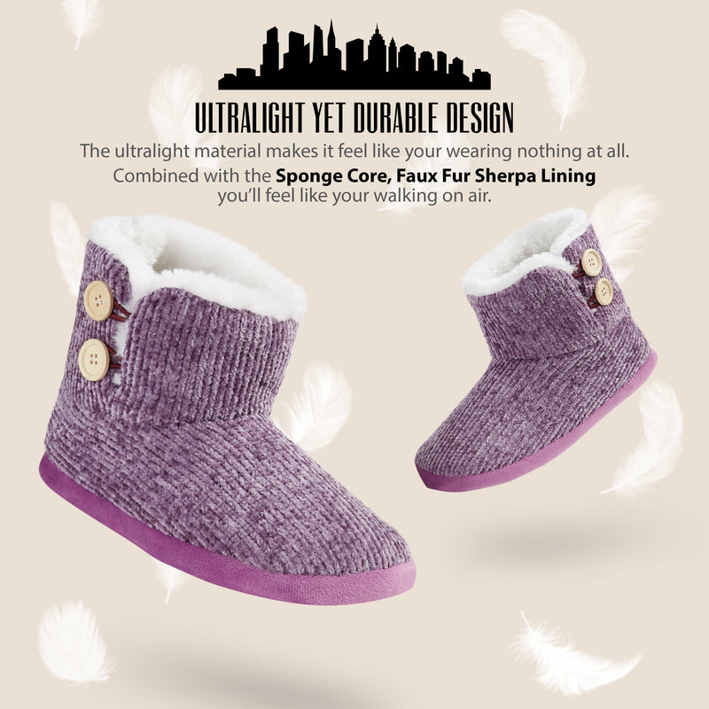 CityComfort Ladies Slippers, Faux Fur Bootie Slippers Women, Slipper Ankle Boots with Rubber Sole