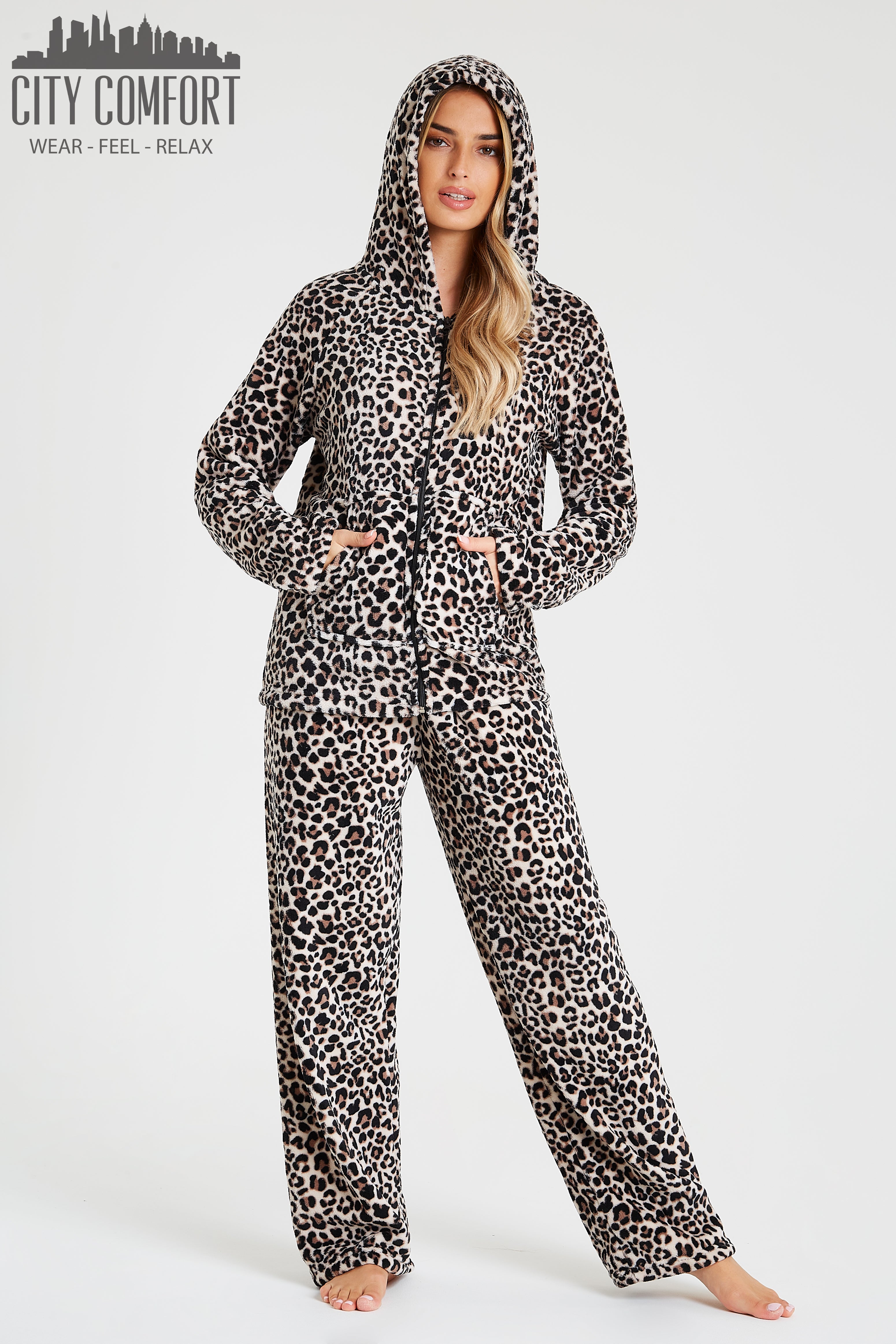 CityComfort Women's Pyjama Sets, Hooded Fleece Pyjamas for Women and Teens - Get Trend