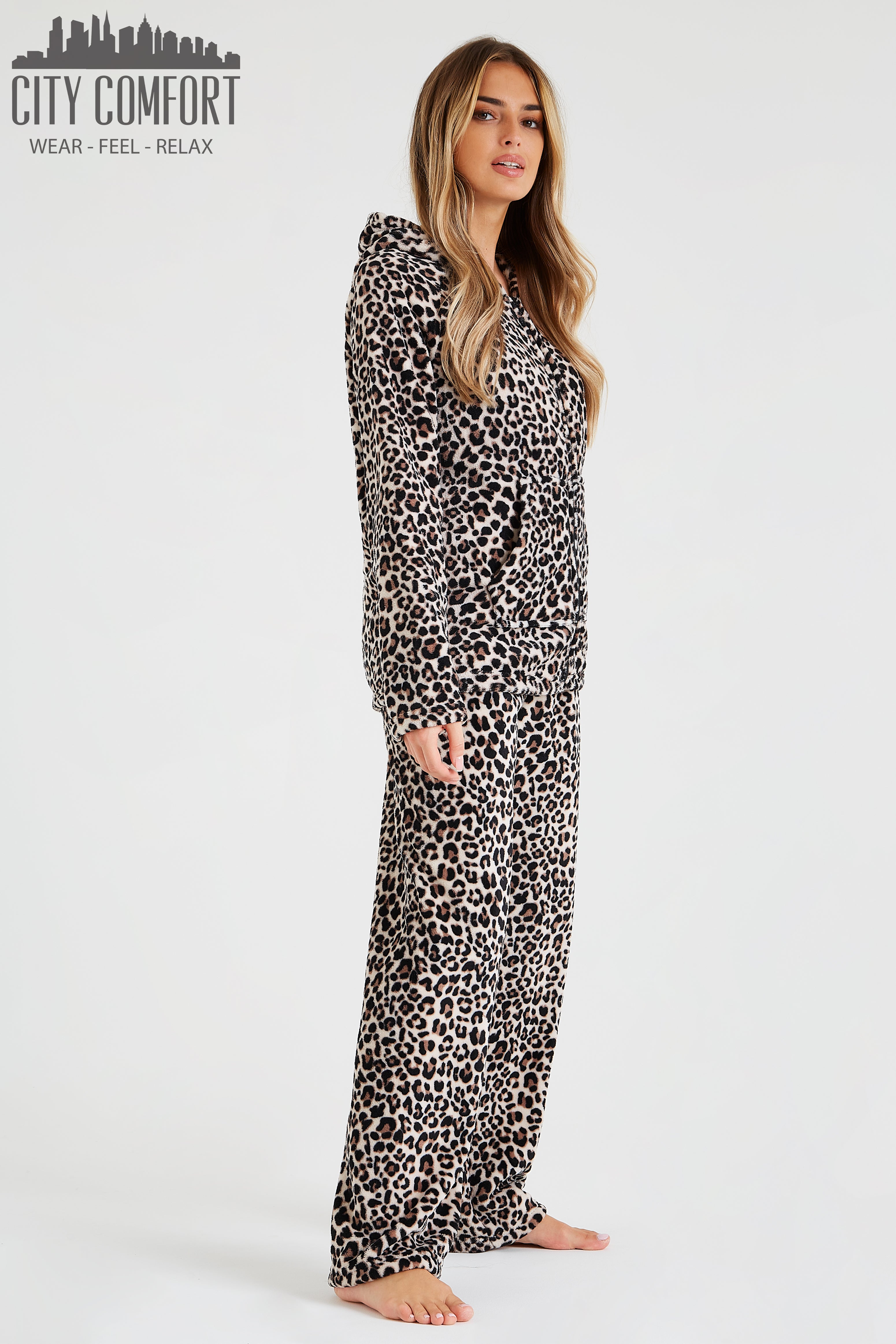 CityComfort Women's Pyjama Sets, Hooded Fleece Pyjamas for Women and Teens - Get Trend