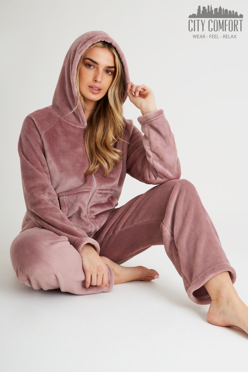 CityComfort Women's Pyjama Sets, Hooded Fleece Pyjamas for Women and Teens