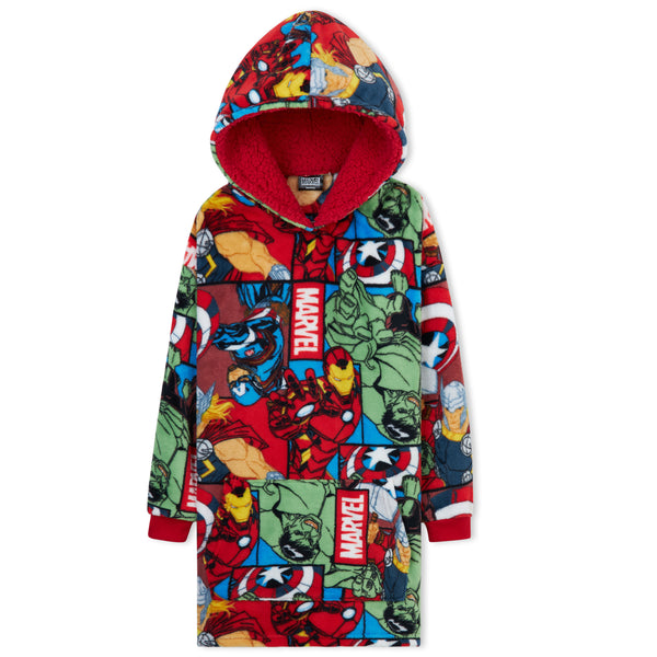 Marvel Oversized Blanket Hoodie Kids Avengers Captain America Iron Man Thor Hulk - Get Trend