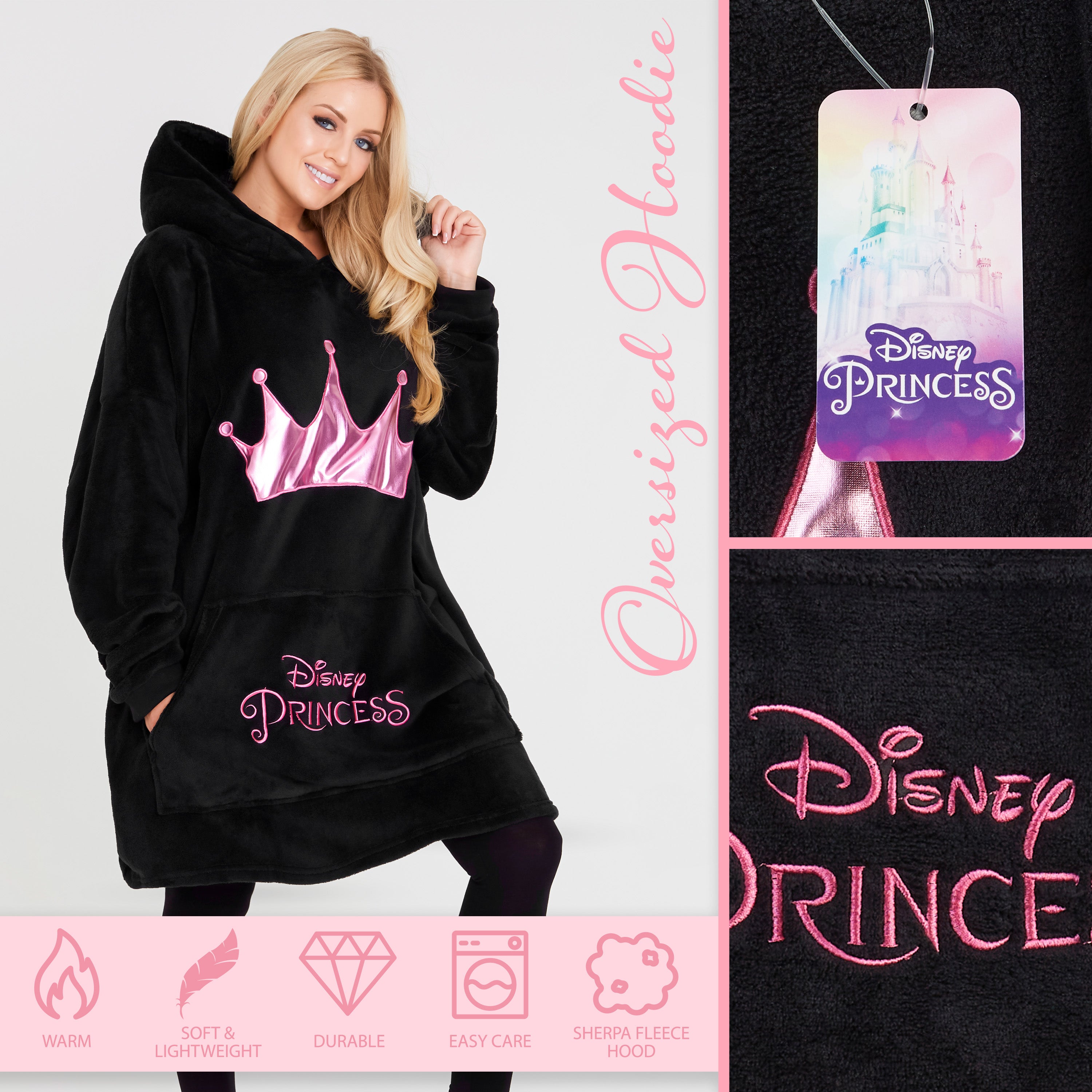 Disney Women's Hoodies, Oversized Blanket Hoodie - Princess - Get Trend