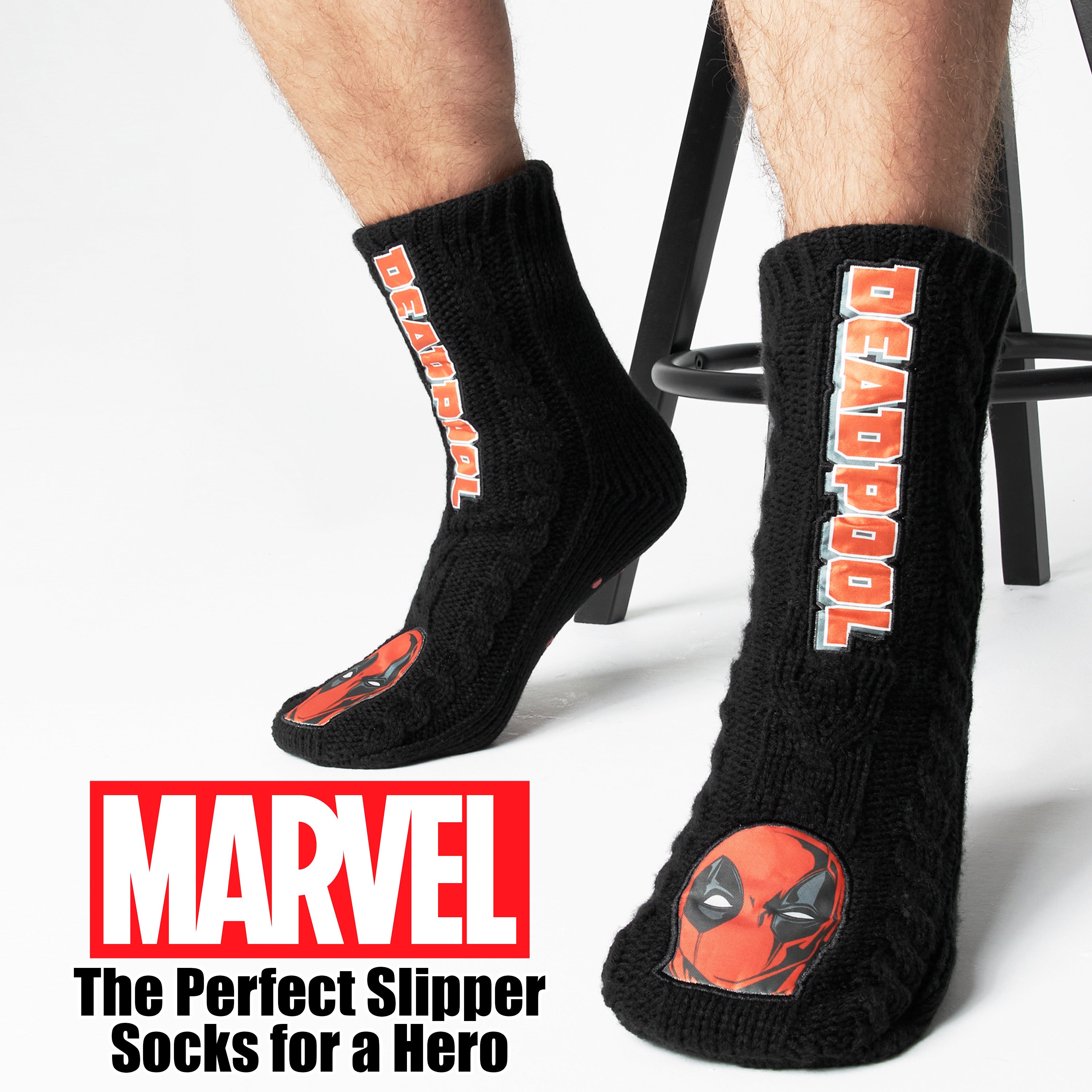 Marvel Fluffy Socks, Mens Slipper Socks - Deadpool - Get Trend