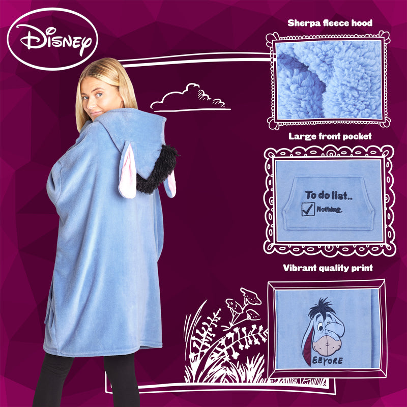 Disney Hoodie Blanket, Sherpa Fleece Oversized Hoodie, Eeyore Gifts - Get Trend