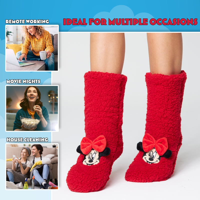 Disney Slipper Socks for Women Winter Fluffy Socks Warm-Minnie Mouse - Get Trend