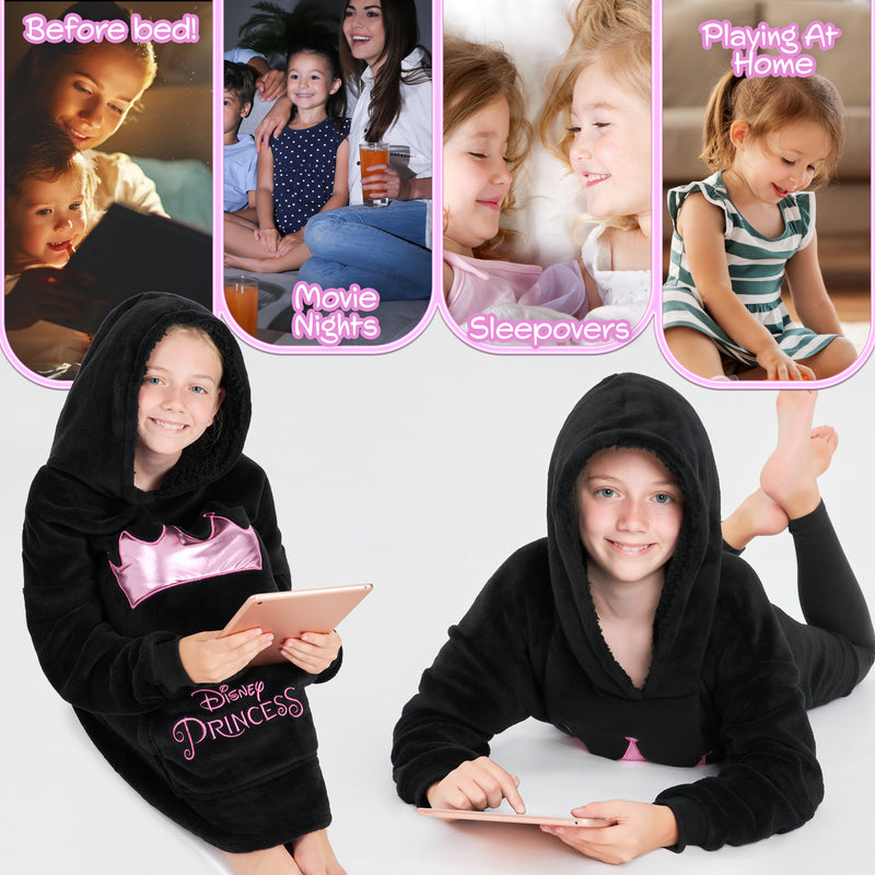 Disney Hoodies for Girls Boys, Kids Oversized Hoodie Blanket - Princess