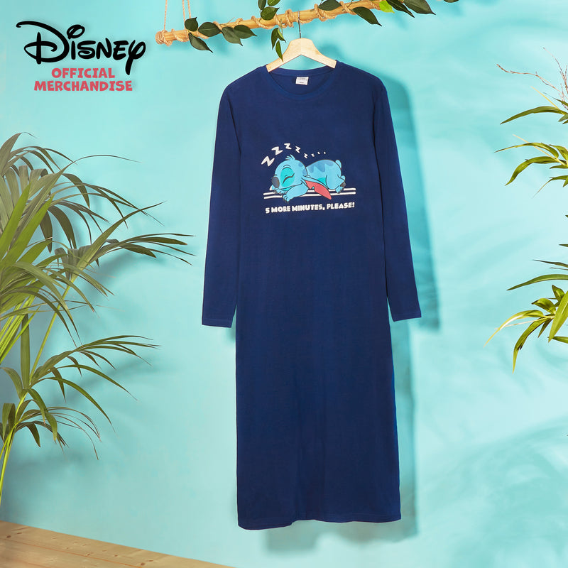 Disney Nighties for Women, Long Sleeve Nightdress -Stitch Gifts