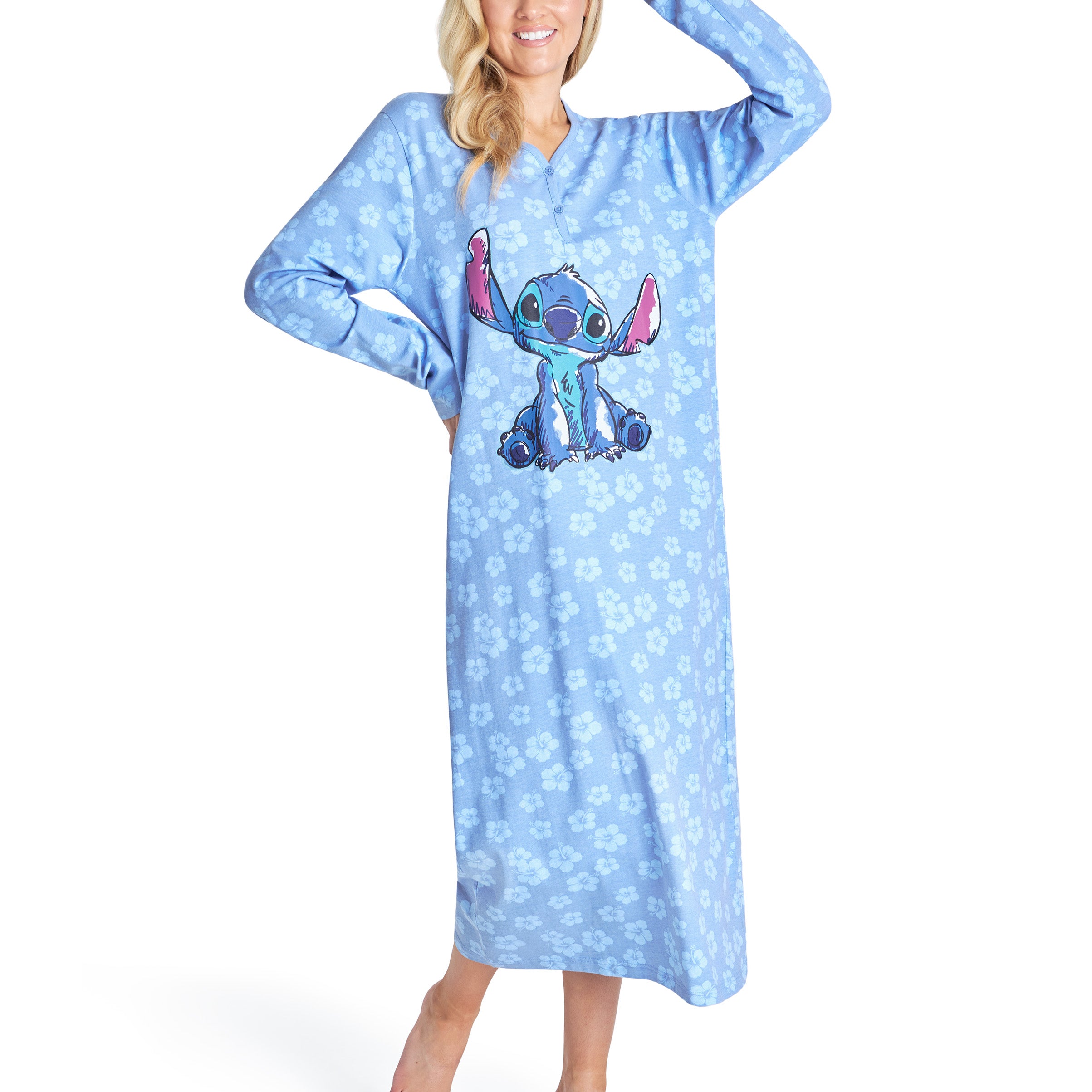 Disney Nighties for Women, Long Sleeve Nightdress  Stitch - Get Trend