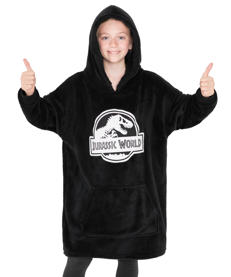 Jurassic World Oversized Blanket Hoodie for Boys, Dinosaur Gifts -Black - Get Trend