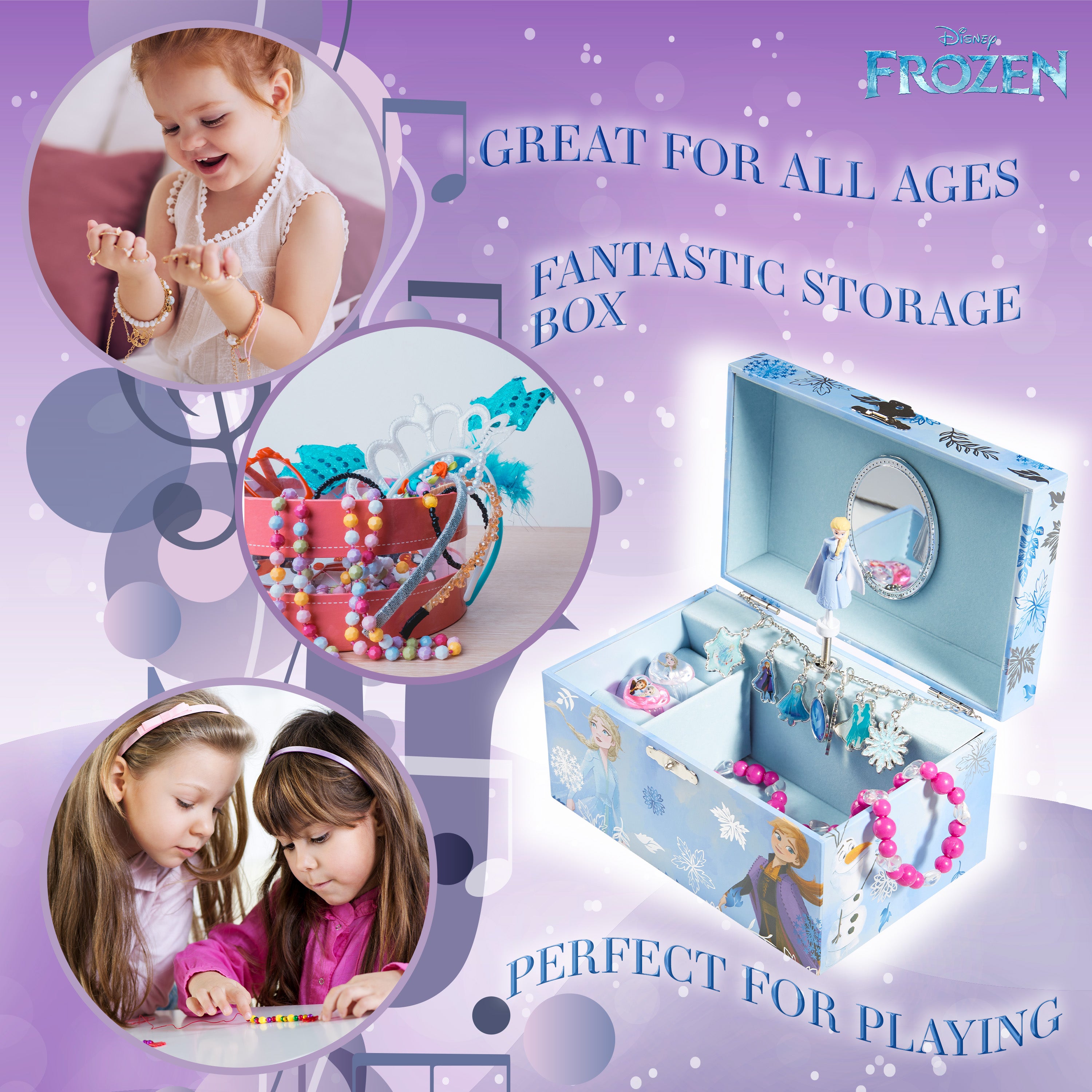 Disney Musical Jewellery Box for Girls - Frozen Storage Box with Spinning Elsa - Get Trend
