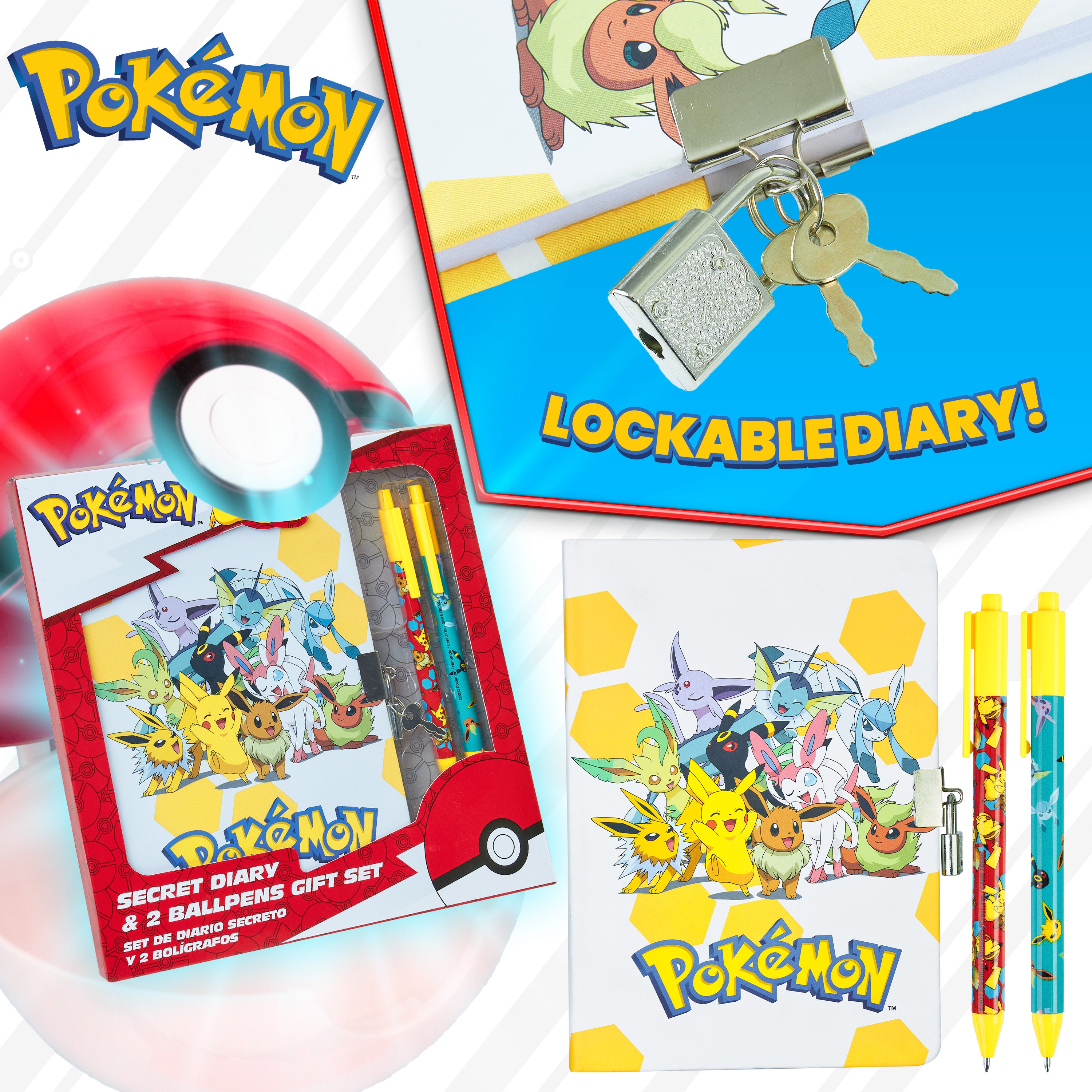 Pokemon Stationery Set Secret Dairy for Girls and Boys Notebook and Pen Set - Get Trend