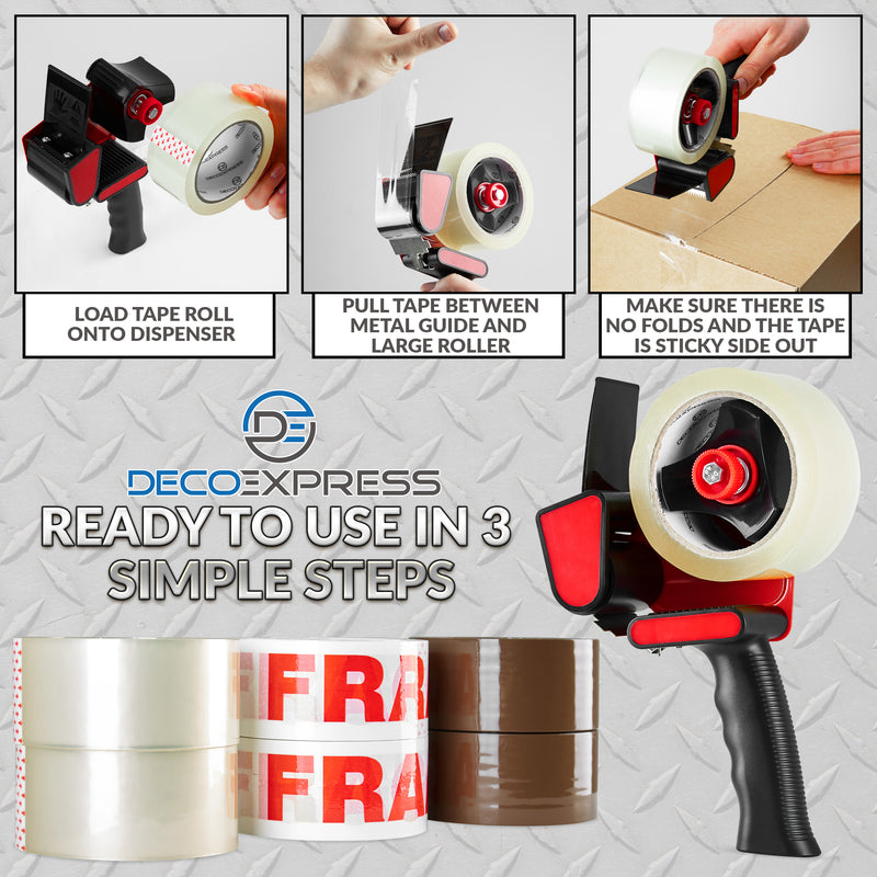 DECO EXPRESS Packing Tape Dispenser and 6 Rolls of Packaging Tape - Get Trend