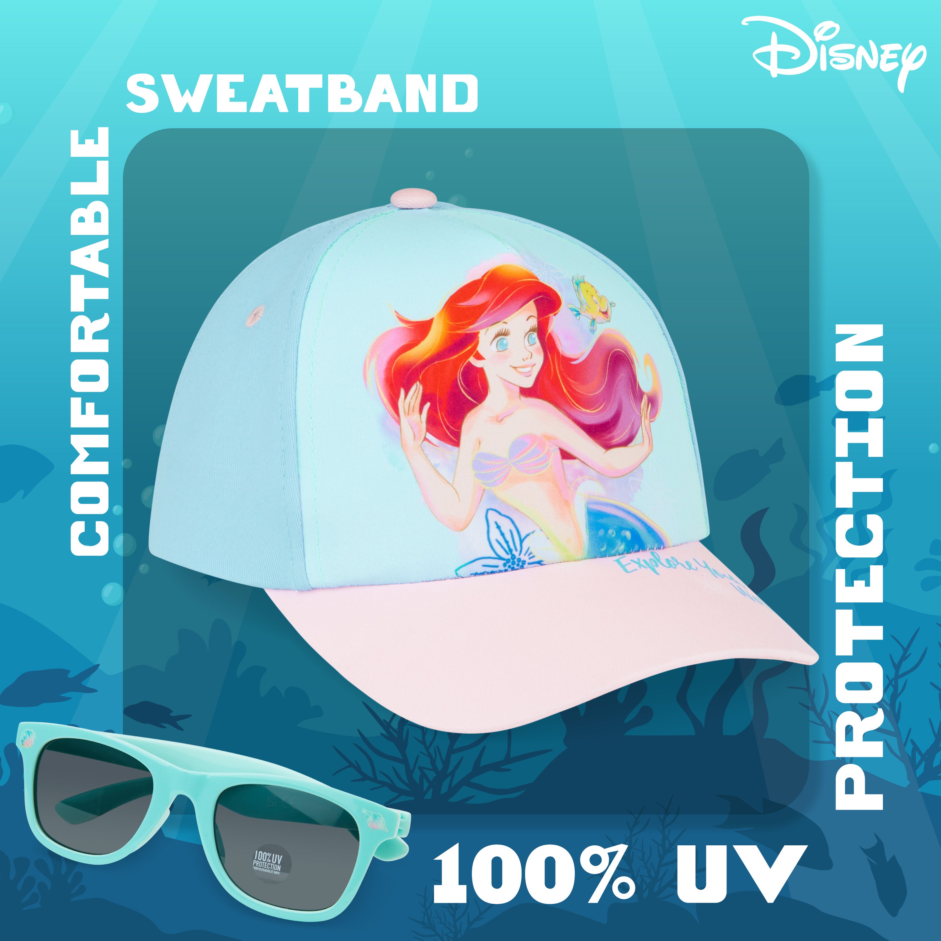 Disney Baseball Cap and Kids Sunglasses for Girls - The Little Mermaid - Get Trend