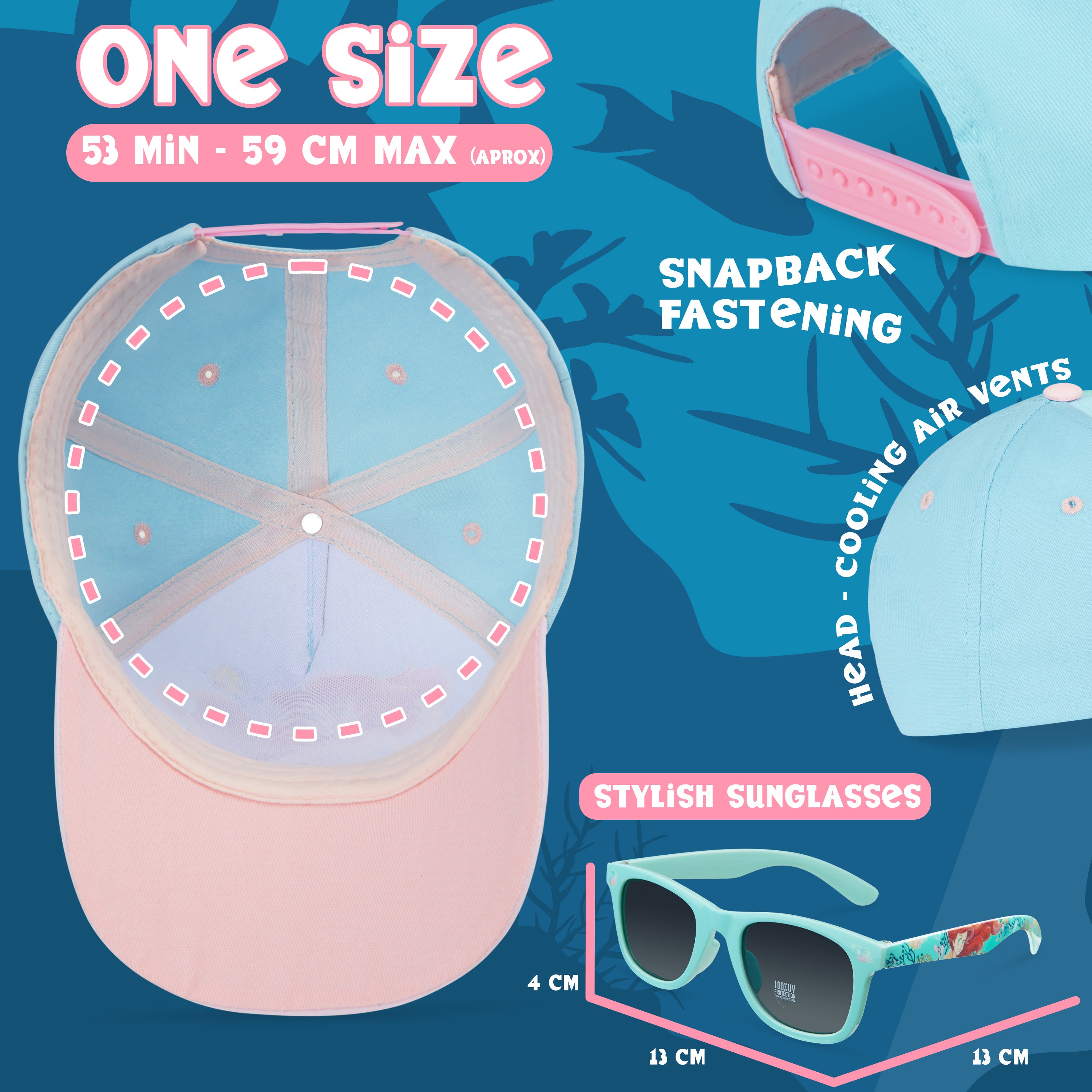 Disney Baseball Cap and Kids Sunglasses for Girls - The Little Mermaid - Get Trend