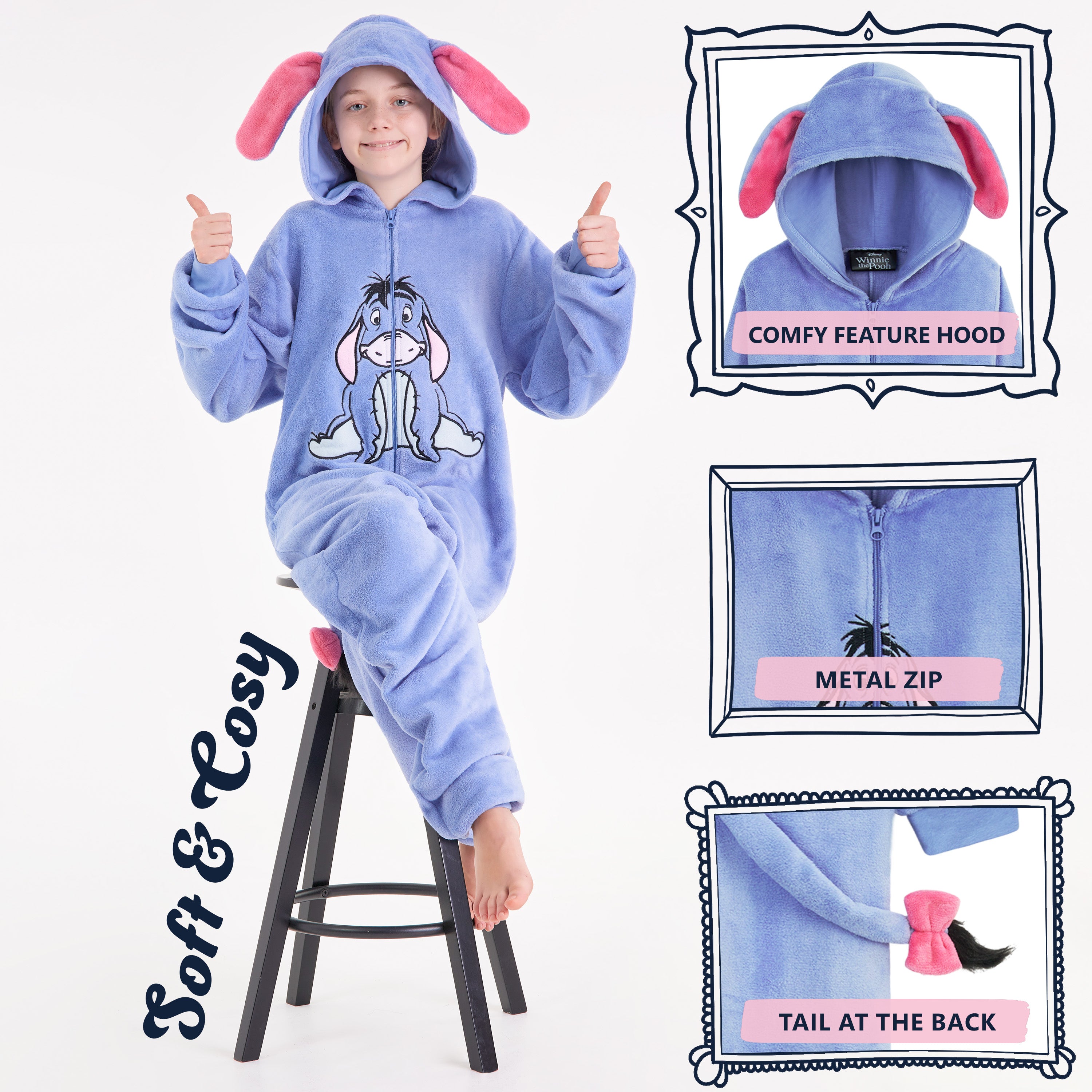Disney Onesie for Kids, Boys Girls Fleece Pyjamas Eeyore Gifts - Get Trend
