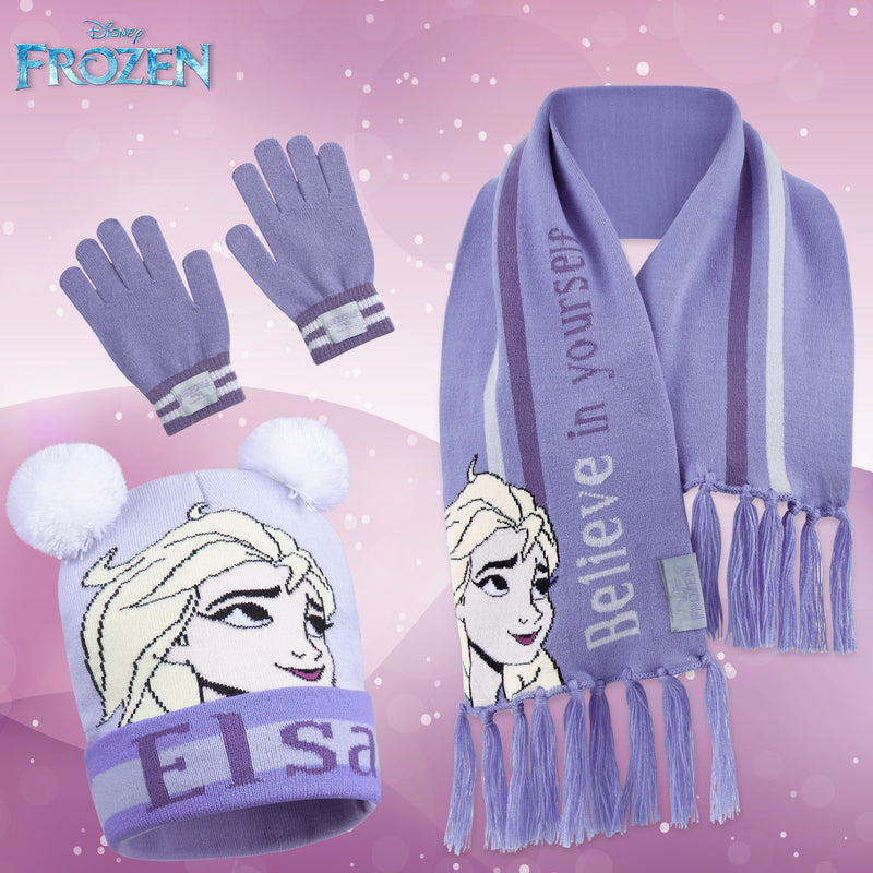 Disney Beanie Hat Scarf and Gloves Set Kids, Frozen Gifts for Girls - Get Trend