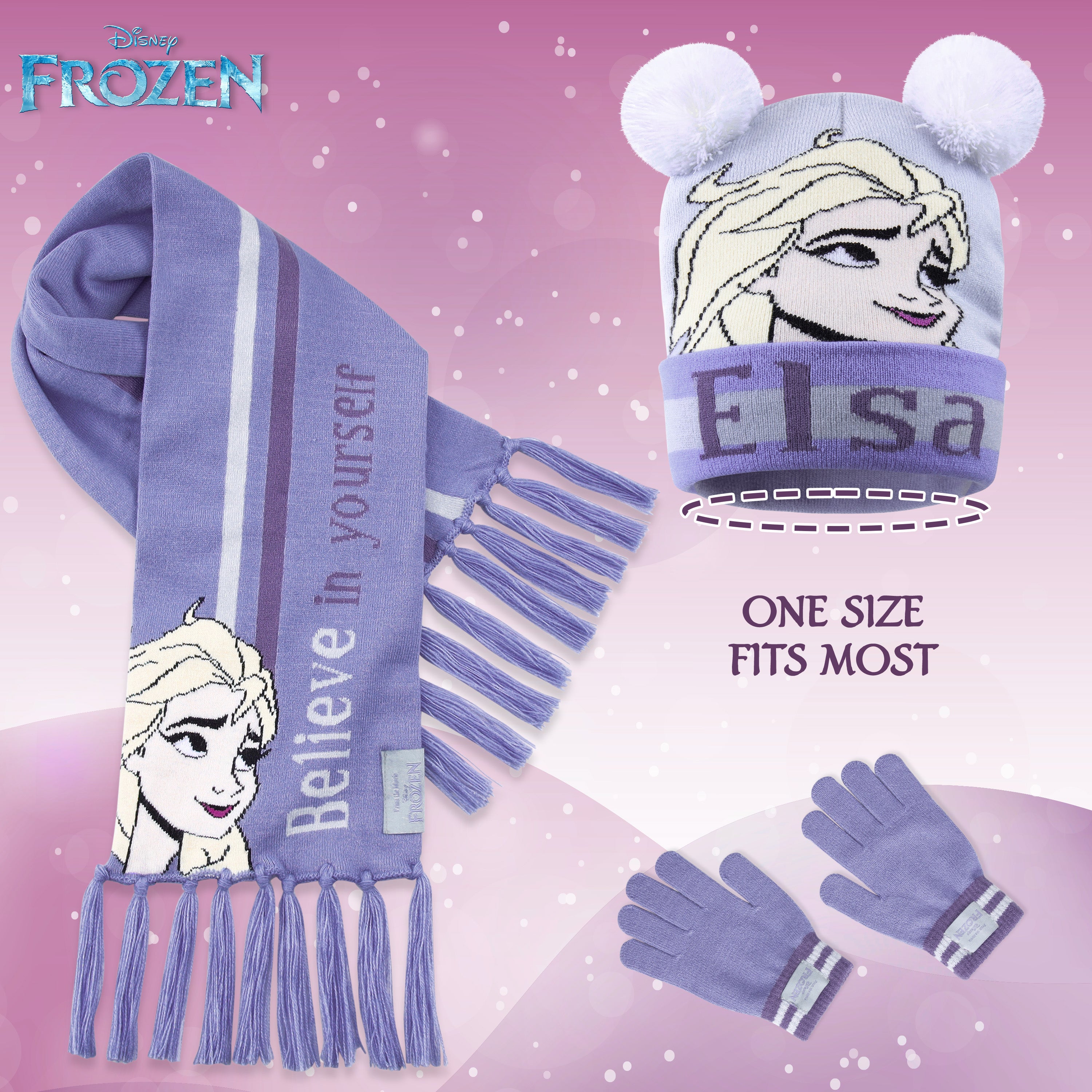 Disney Beanie Hat Scarf and Gloves Set Kids, Frozen Gifts for Girls - Get Trend