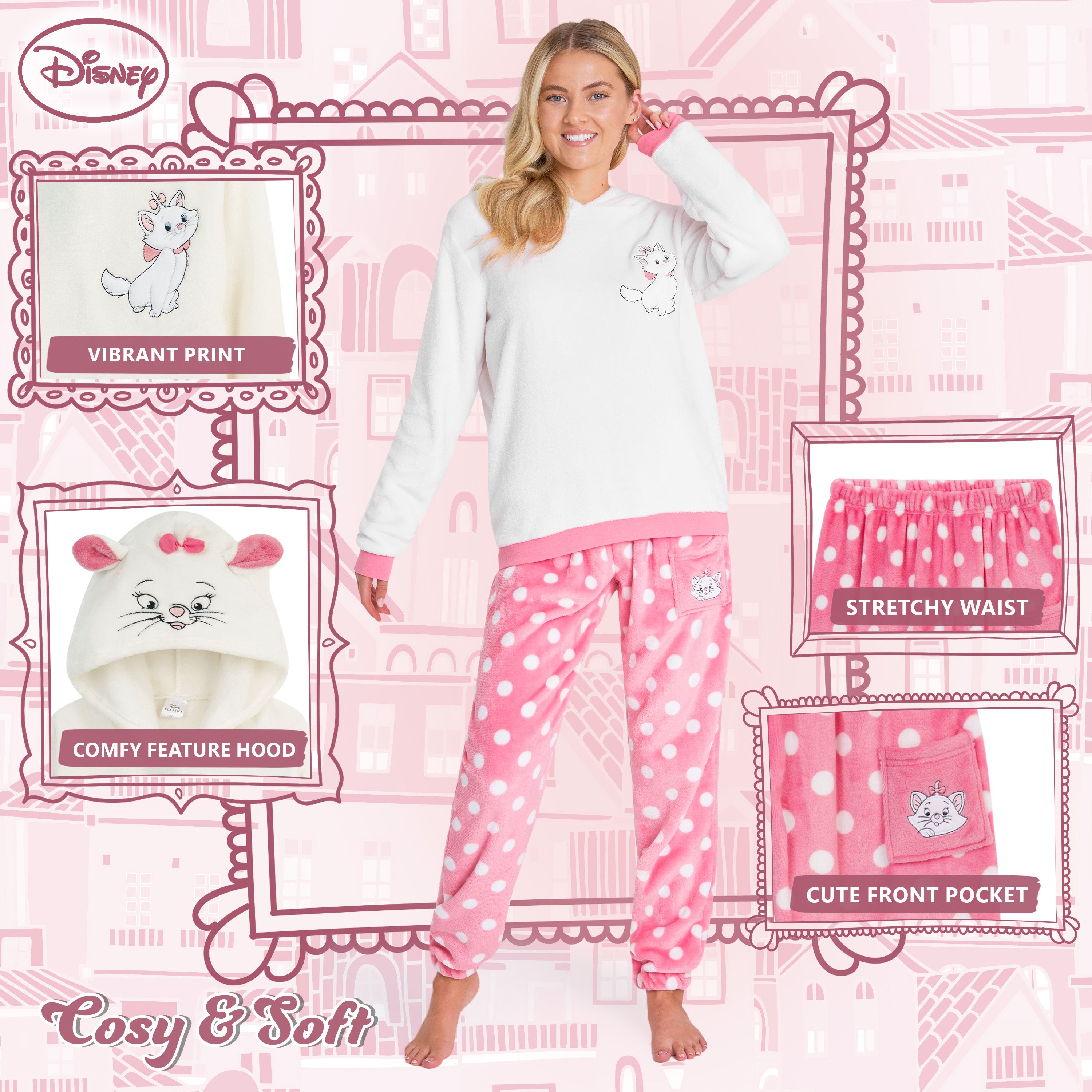 Disney Pyjamas for Women, Fluffy Ladies Fleece Pyjamas - MARIE - Get Trend