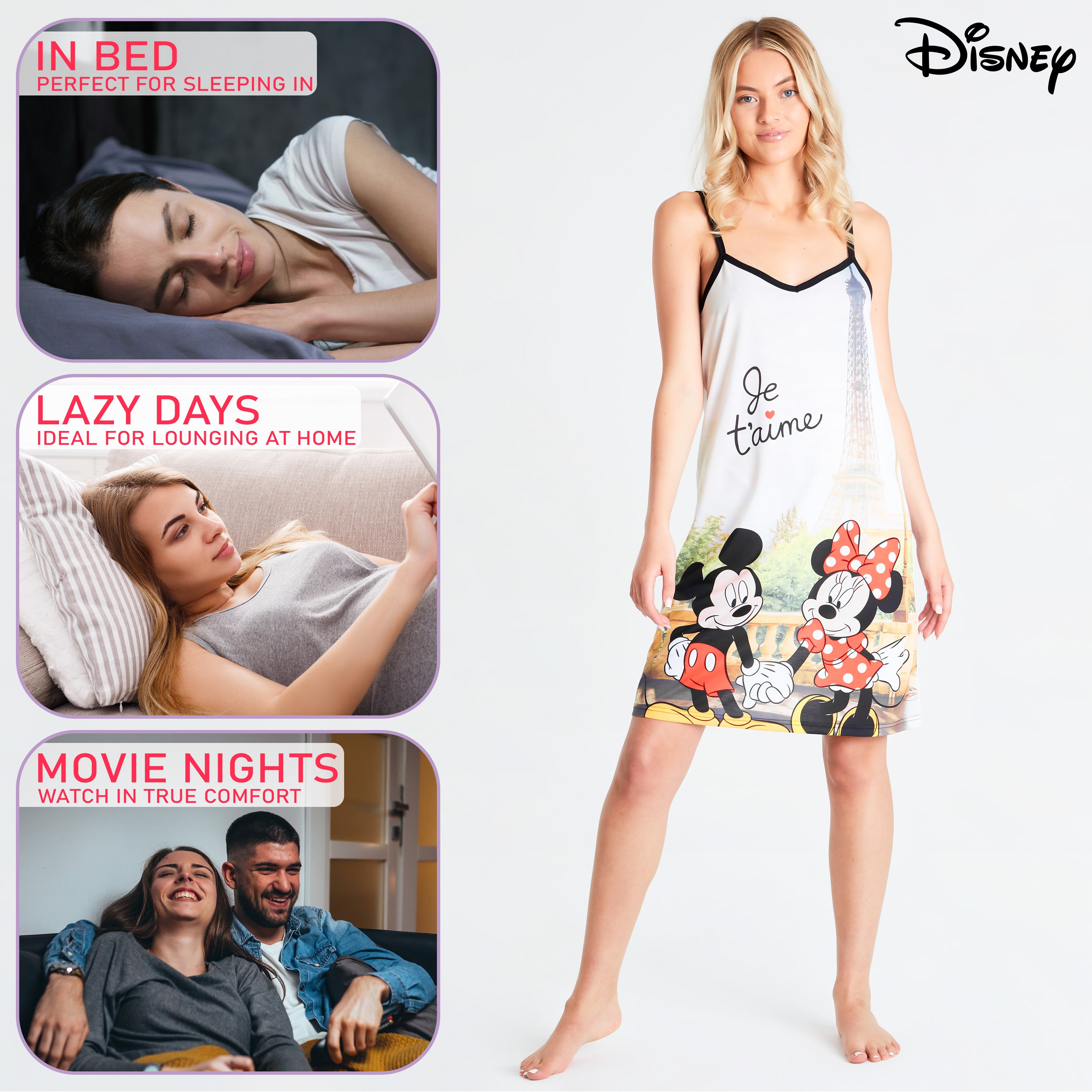 Disney Nighties for Women Strap Nightdress Mickey Minnie - Get Trend