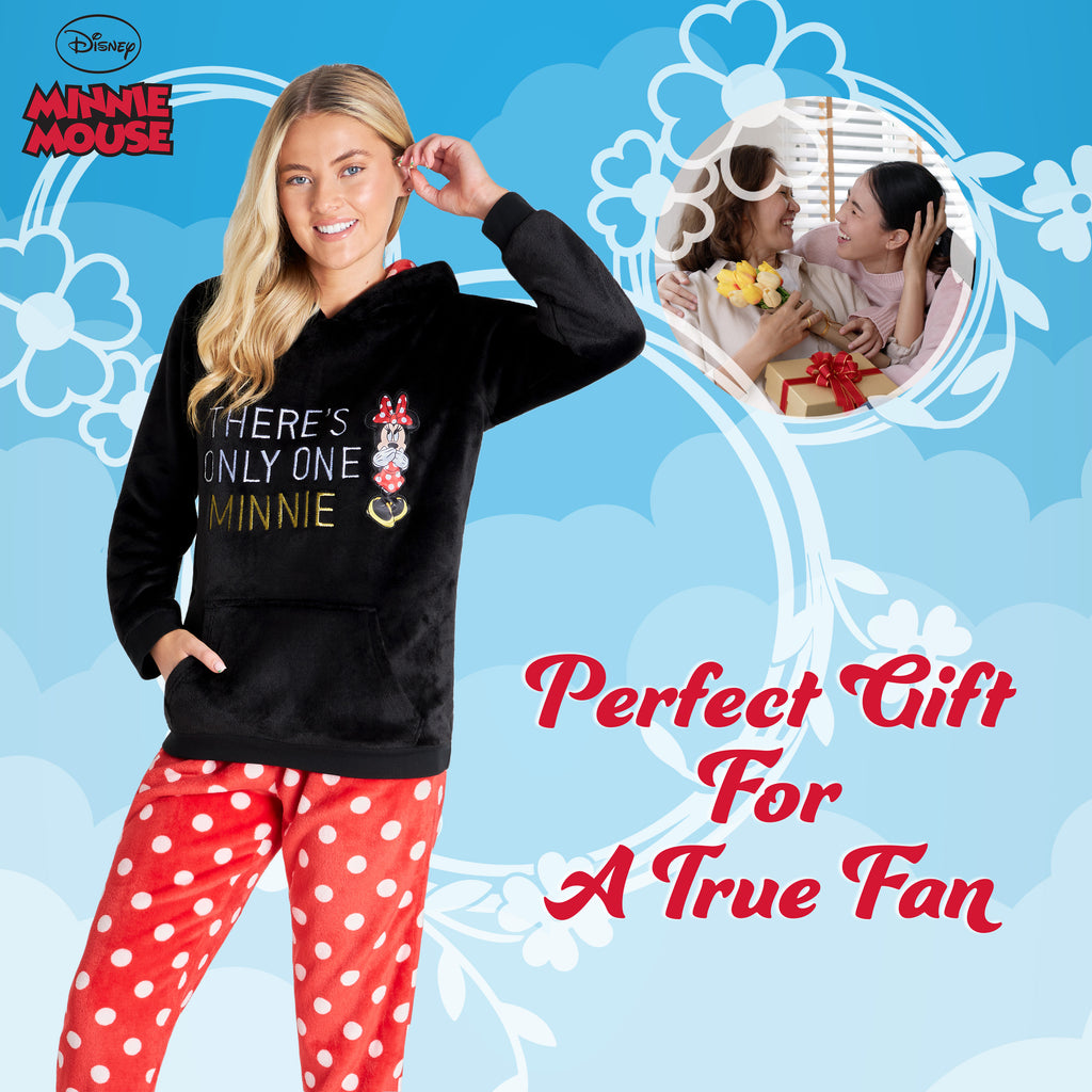 Disney Pyjamas Disney Pyjamas for Women, Fluffy Ladies Fleece Pyjamas - MINNIE MOUSE ...