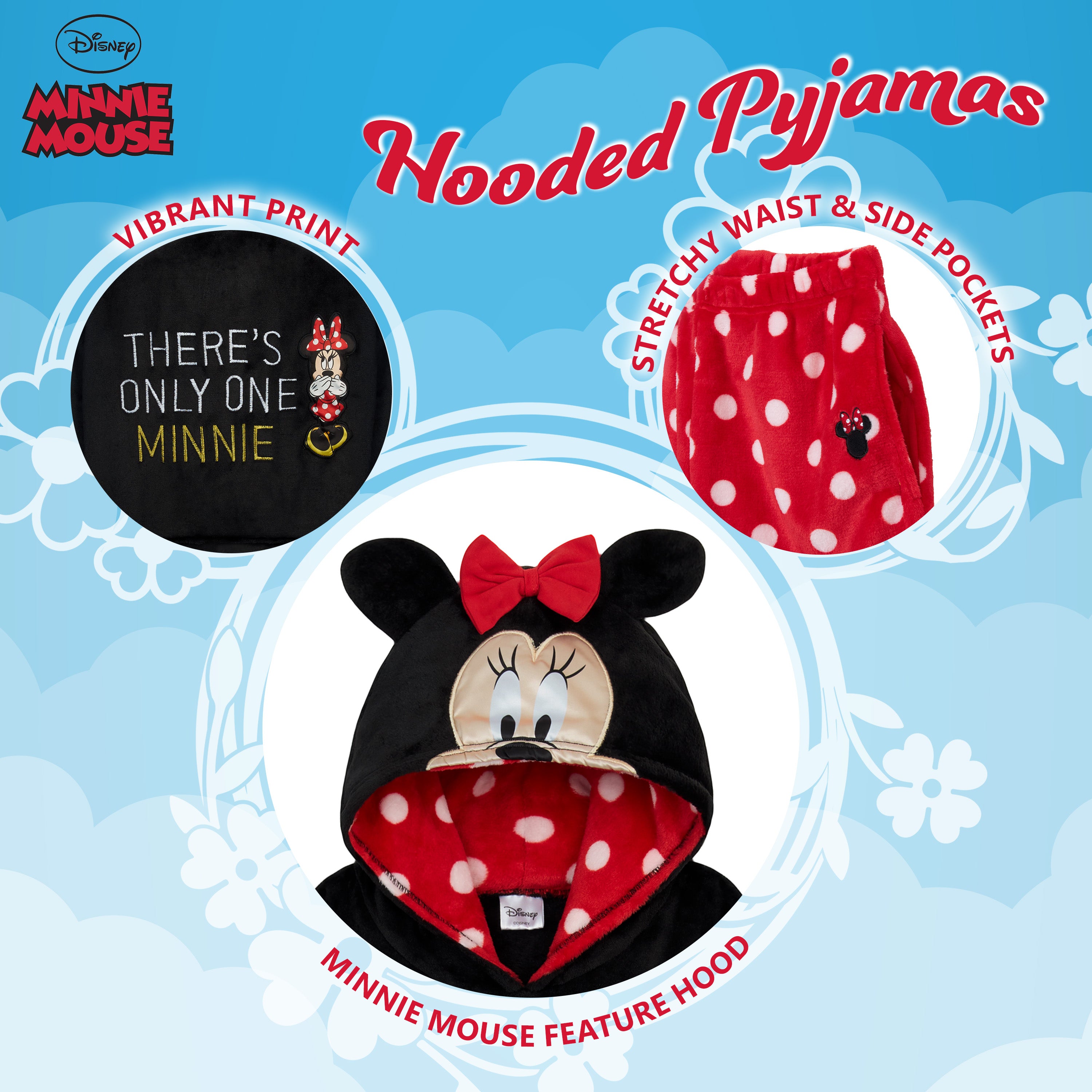 Disney Pyjamas for Women, Fluffy Ladies Fleece Pyjamas - MINNIE MOUSE - Get Trend