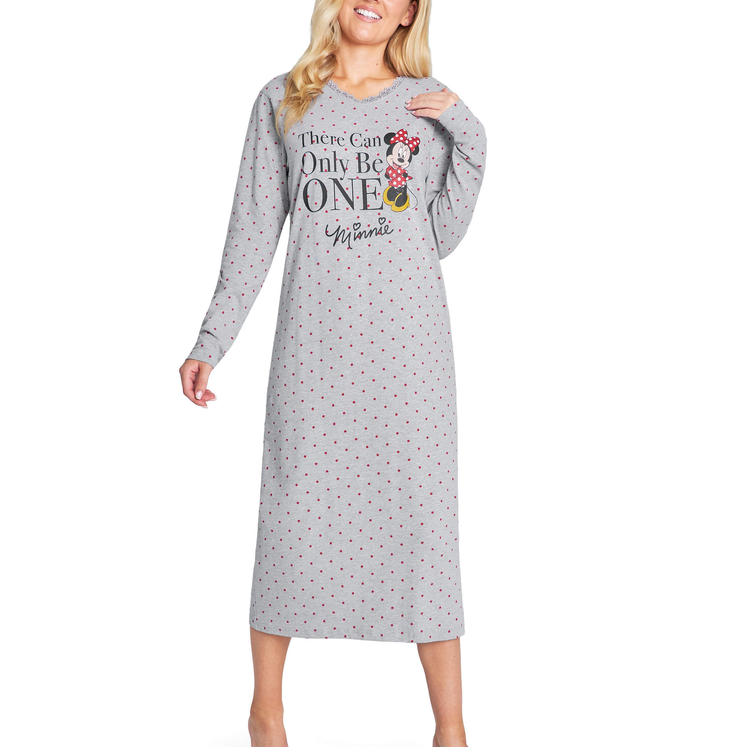 Disney Nighties for Women, Long Sleeve Nightdress - Minnie Mouse - Get Trend