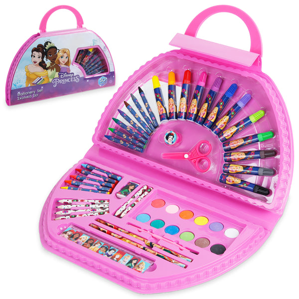 Disney Kids Art Set Princess Colouring Sets for Children 50pcs Art Supplies (Pink Princess) - Get Trend
