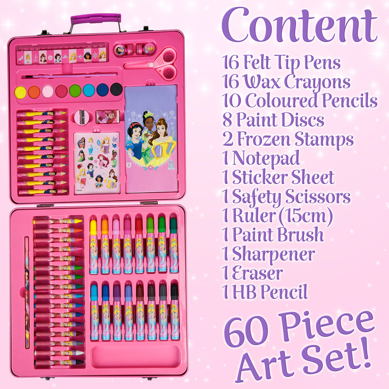 Disney Princess Art Set, Arts and Crafts for Kids 60 Pieces Colouring Sets - Get Trend