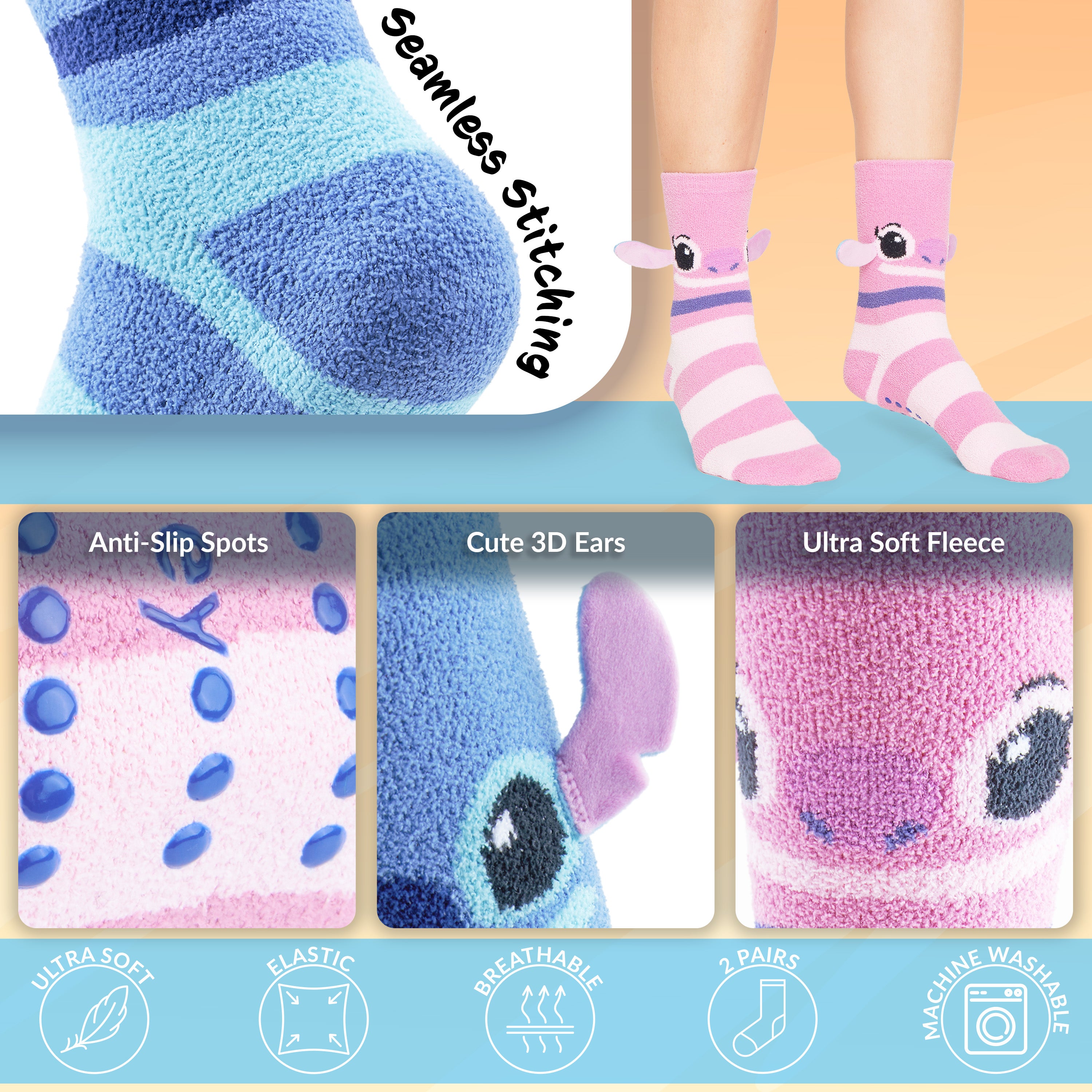 Disney Fluffy Socks Women, Stitch Multipack Slipper Socks, Stitch Gifts - Get Trend