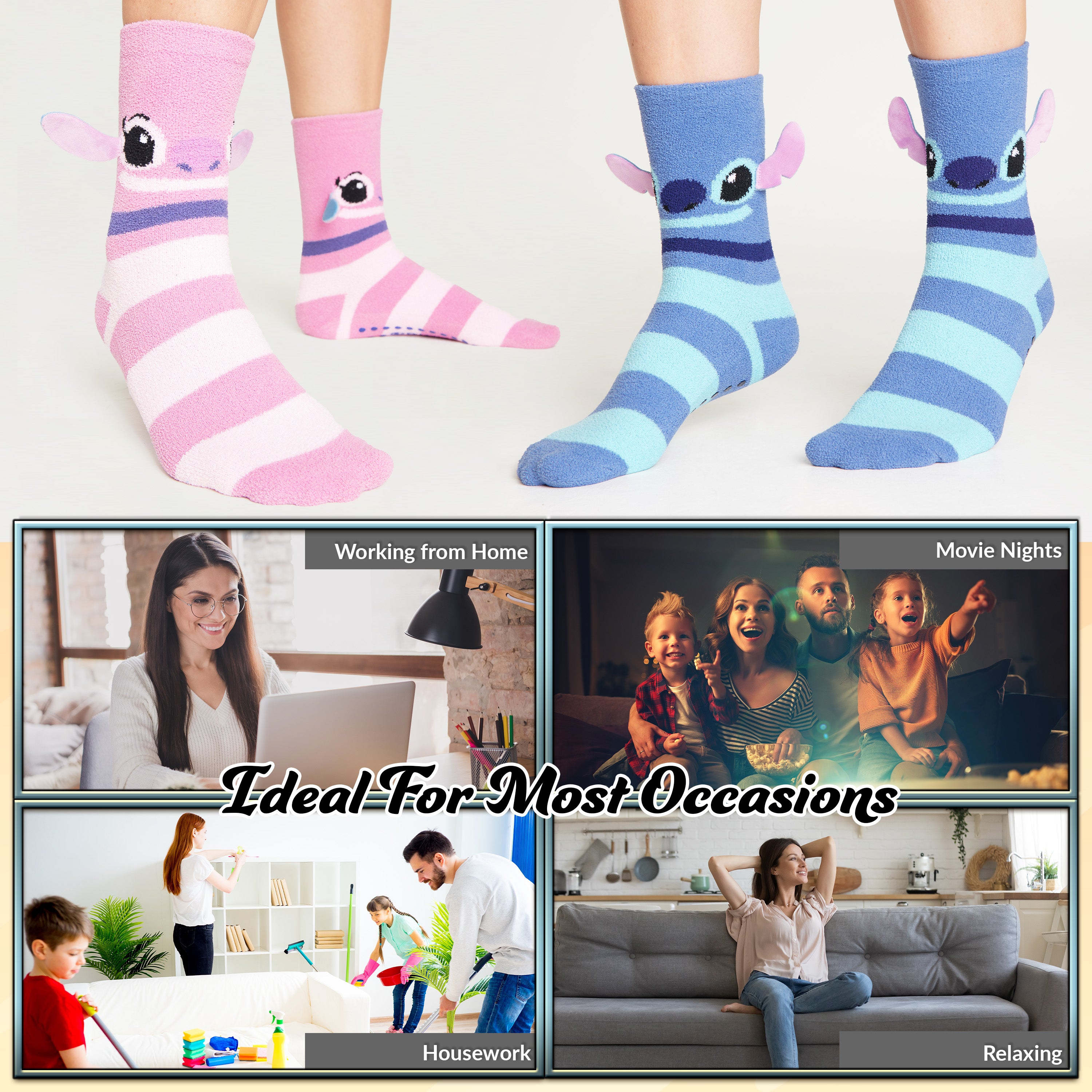 Disney Fluffy Socks Women, Stitch Multipack Slipper Socks, Stitch Gifts - Get Trend