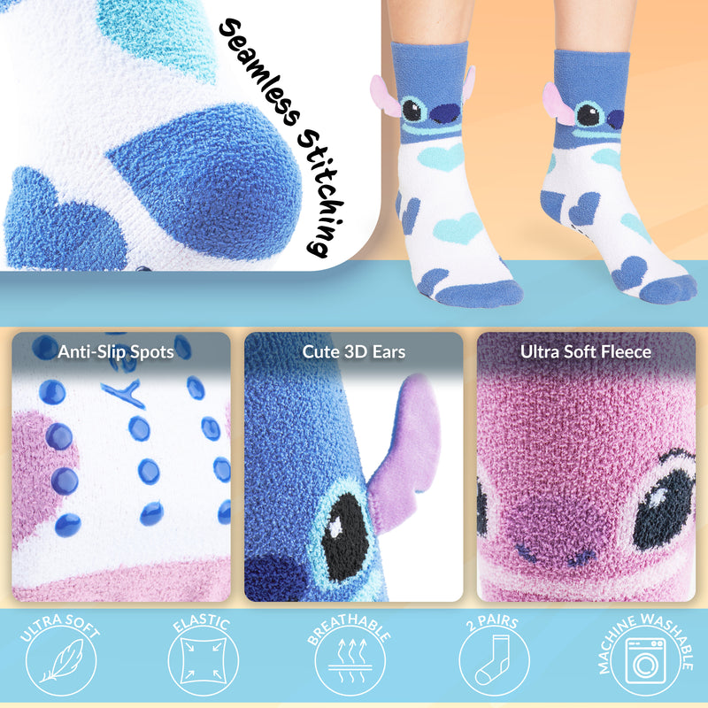 Disney Fluffy Socks Women, Stitch Multipack Slipper Socks, Stitch Gifts