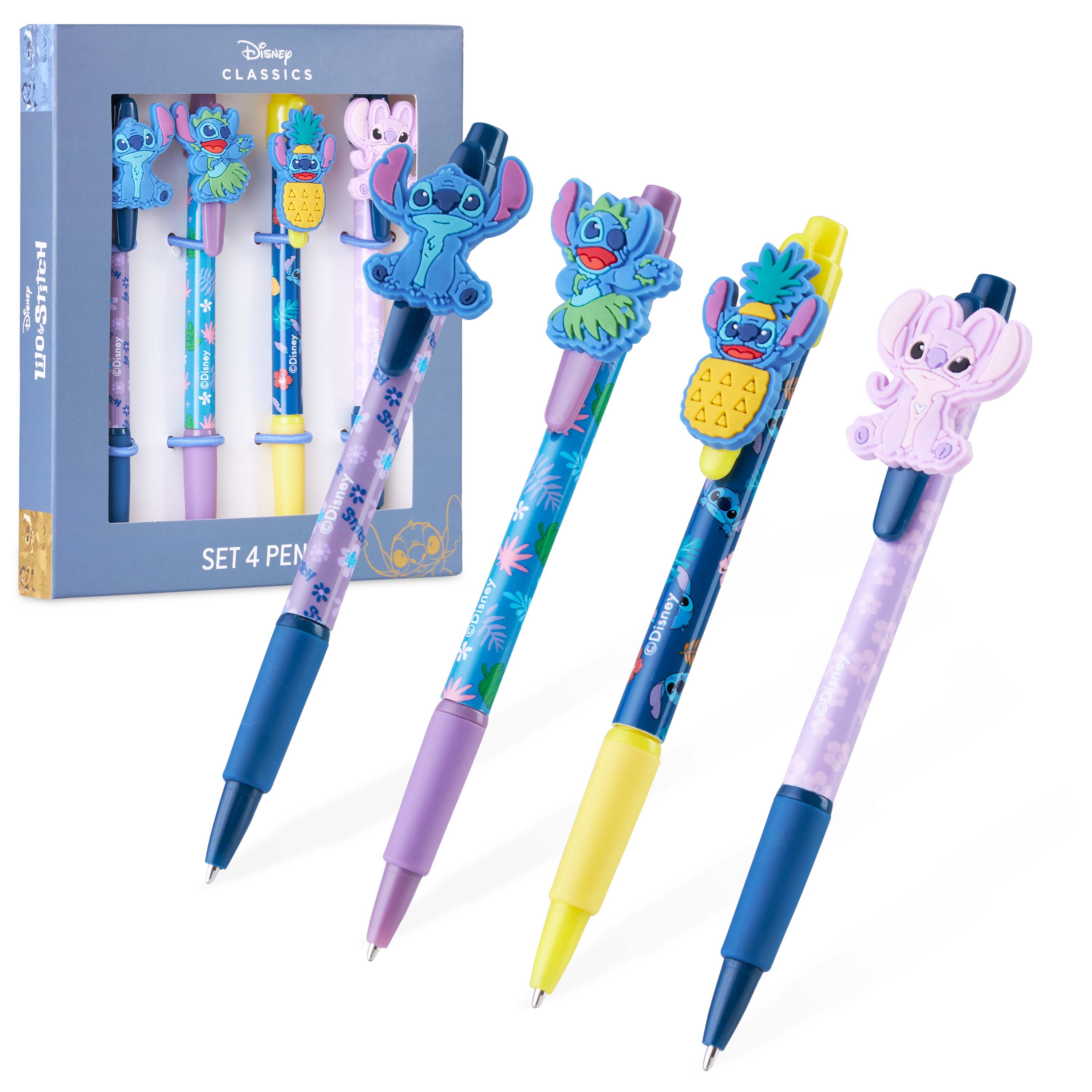 Disney Cute Pens - 4 Pack Stitch Novelty Pens - Lilo and Stitch Gifts - Get Trend