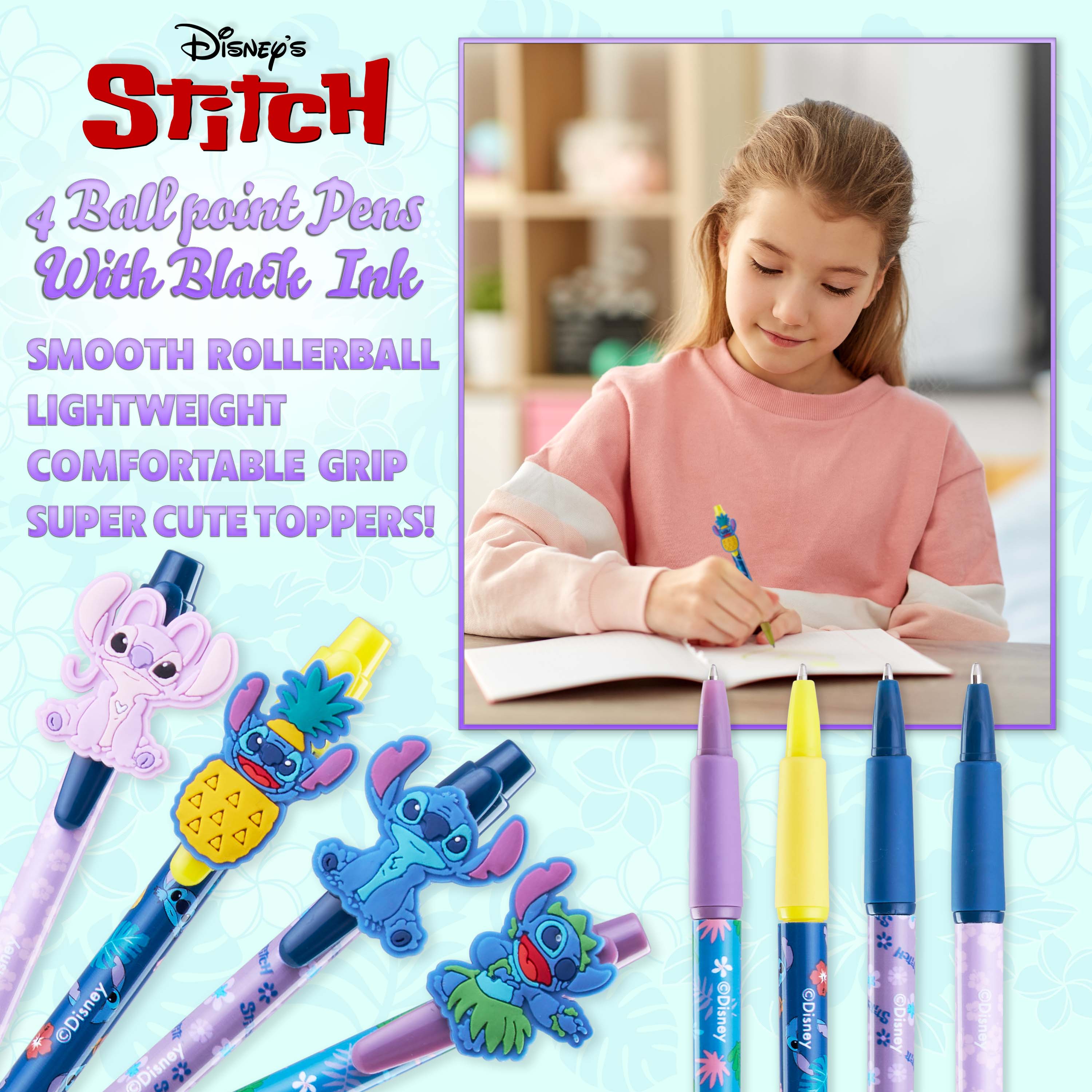 Disney Cute Pens - 4 Pack Stitch Novelty Pens - Lilo and Stitch Gifts - Get Trend