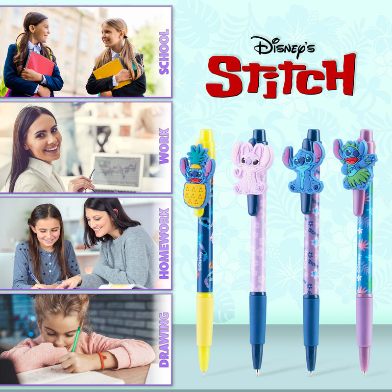 Disney Cute Pens - 4 Pack Stitch Novelty Pens - Lilo and Stitch Gifts - Get Trend