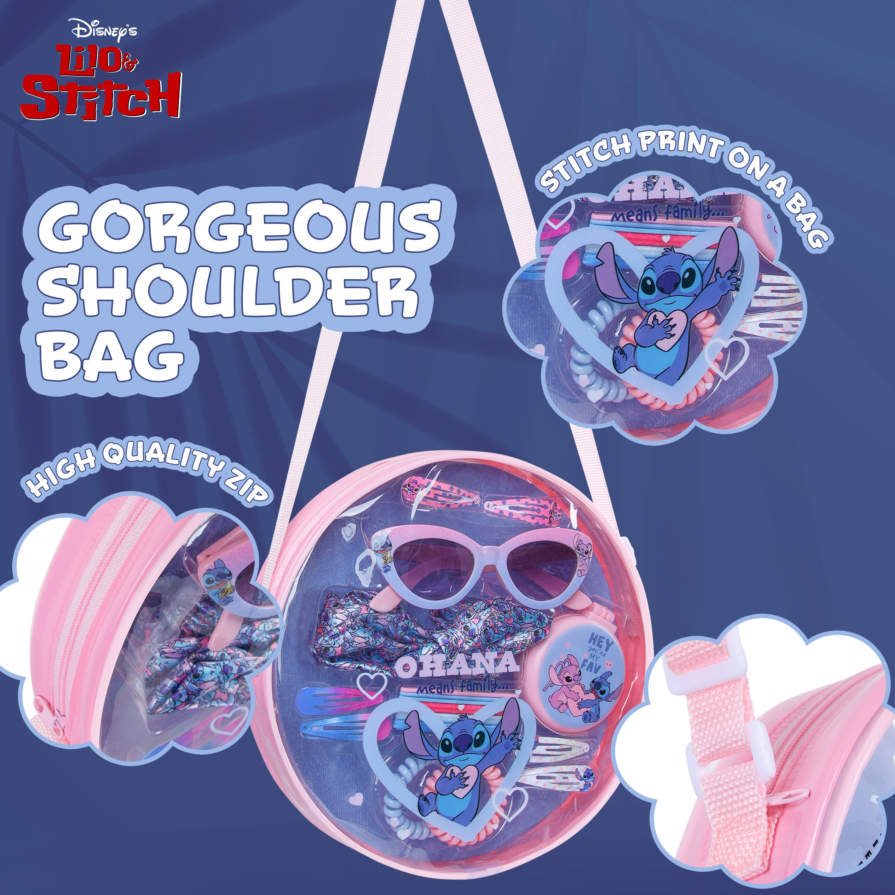 Disney Girls Handbag with Stitch Hair Accessories & Sunglasses - Get Trend