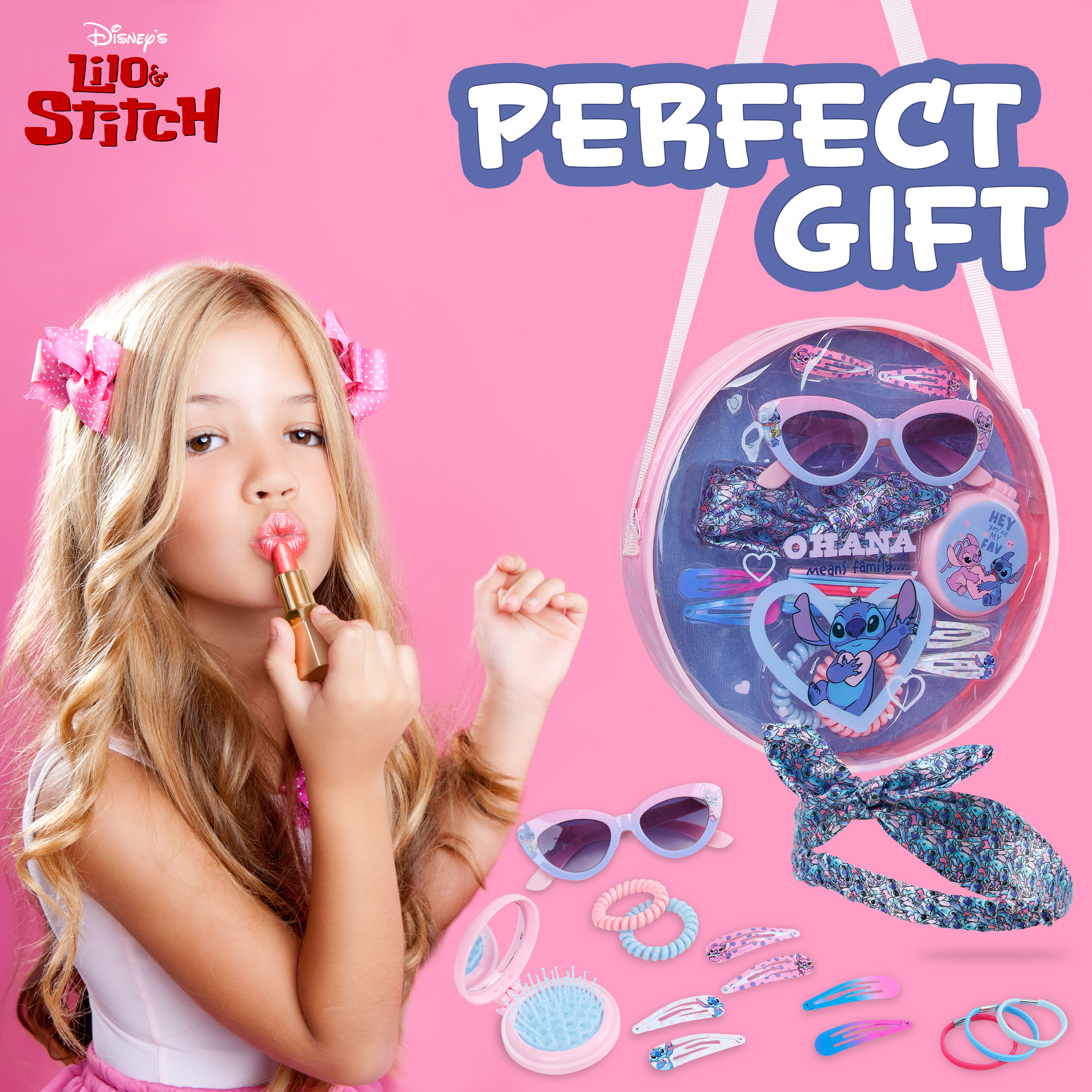 Disney Girls Handbag with Stitch Hair Accessories & Sunglasses - Get Trend