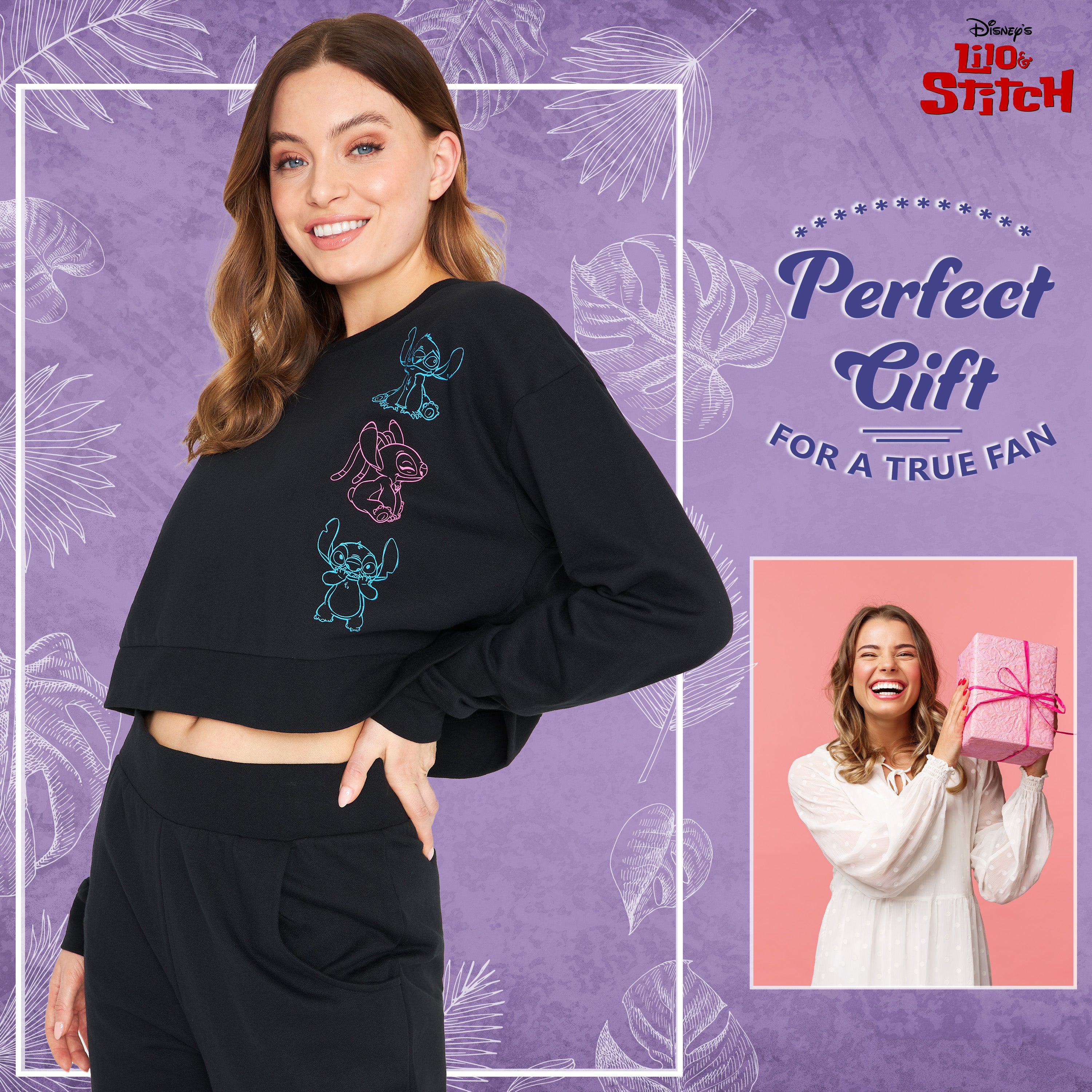 Disney Stitch Jogging Suit Women's Crop Top Tracksuit Teenager Leisure Suit - Get Trend