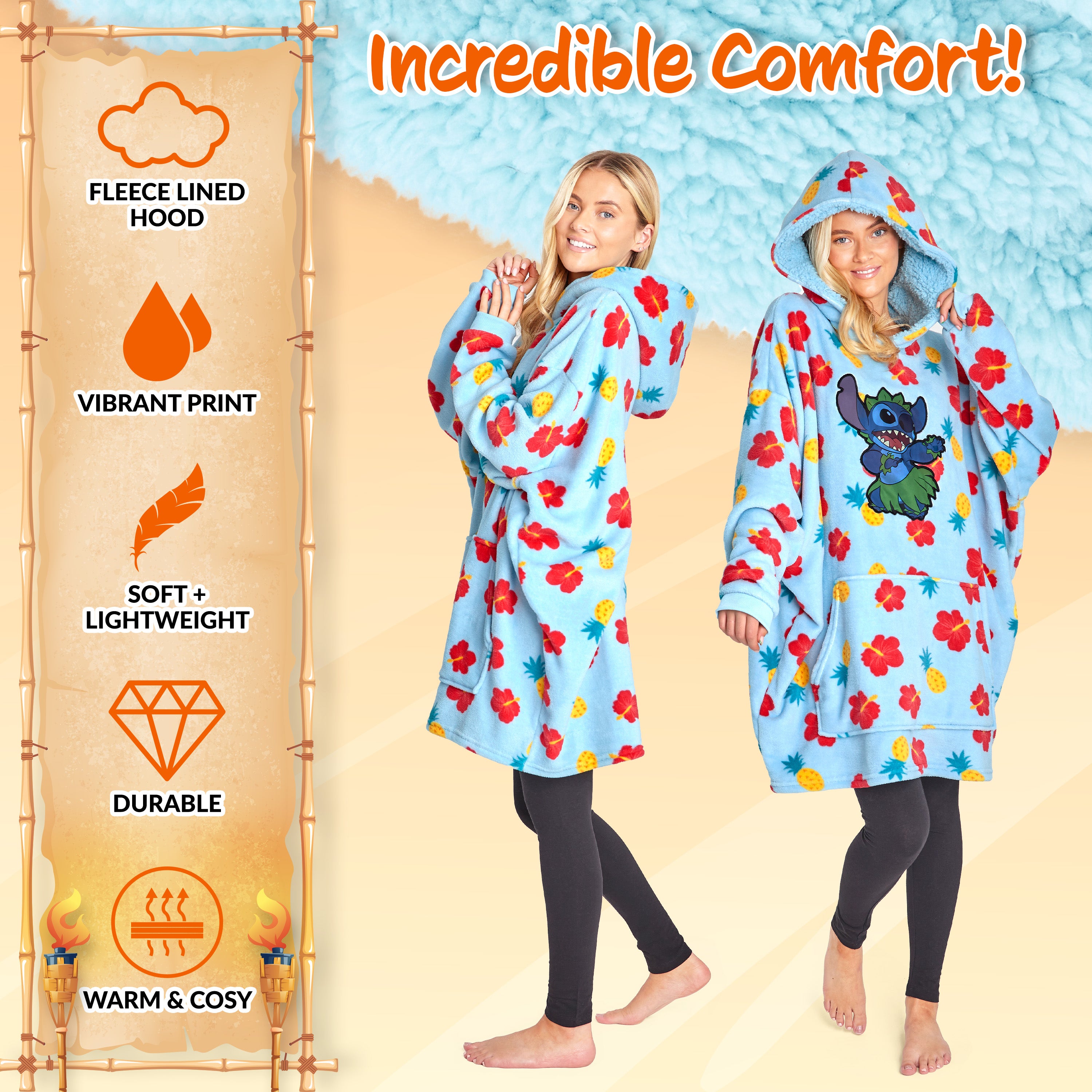 Disney Hoodie Blanket, Sherpa Fleece Oversized Hoodie, Eeyore Stitch Gifts - Get Trend