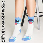 Disney Womens Socks, Stitch 5 Pack Crew Socks, Stitch Gifts (Pink/Blue) - Get Trend