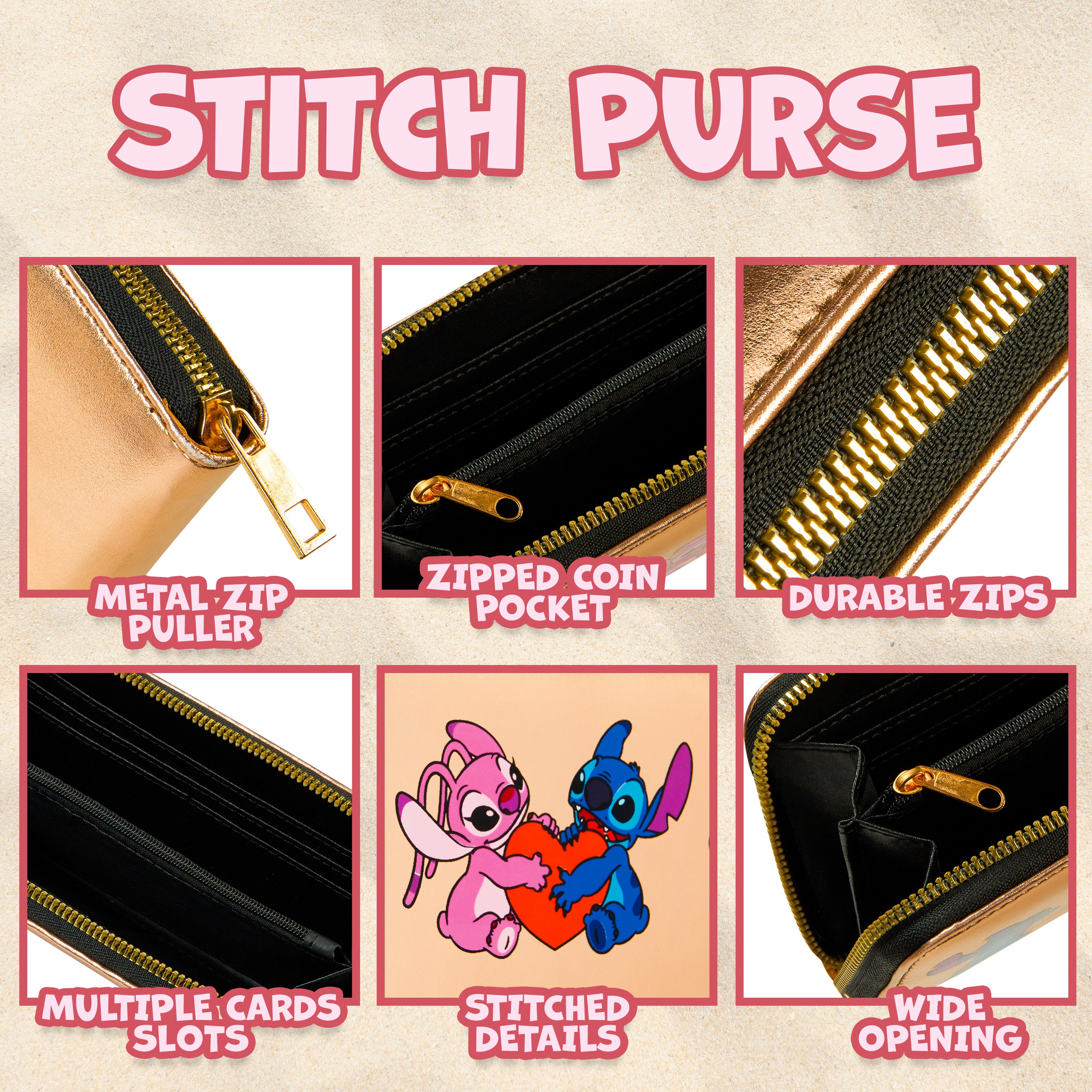 Disney Purses for Women, Stitch Coin Purse with Card Slots, Gifts for Women (Gold) - Get Trend