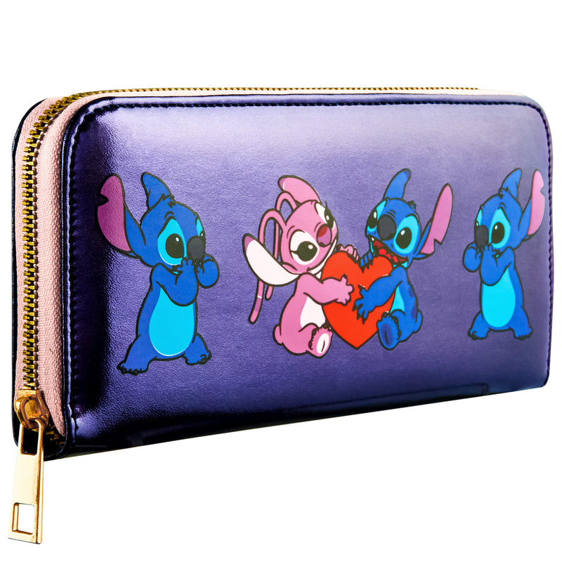 Disney Purses for Women, Stitch Coin Purse with Card Slots - Metallic Blue