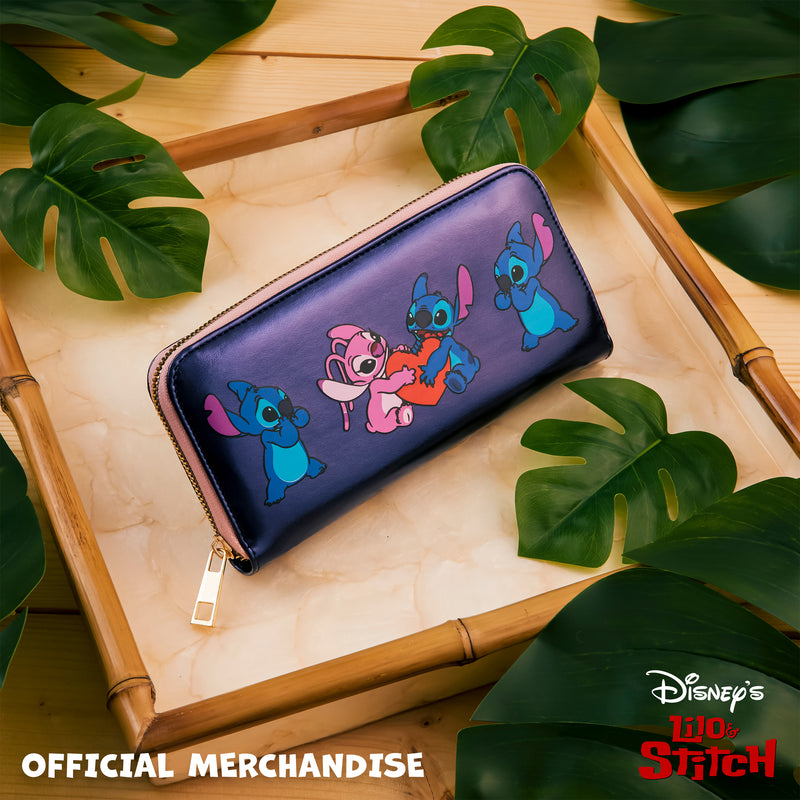 Disney Purses for Women, Stitch Coin Purse with Card Slots - Metallic Blue