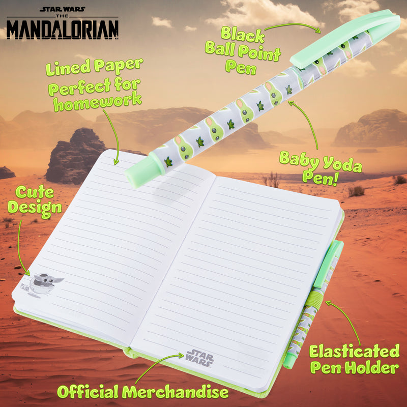 Notebook Set Boy The Mandalorian A5 Notebook and Pen Set for Boys Girls Teens, Baby Yod