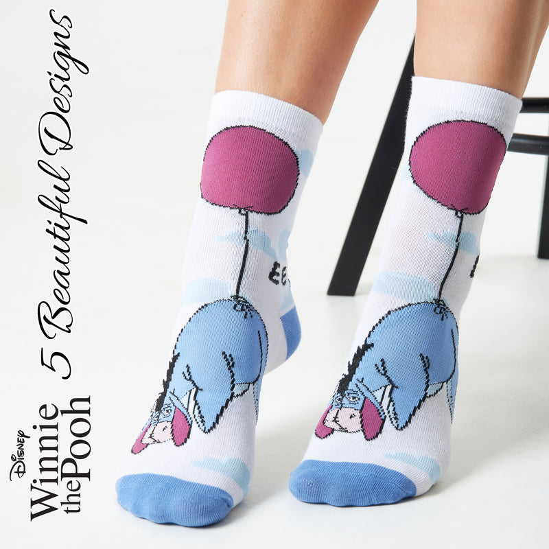 Disney Women’s Socks - 5 Pairs Eeyore Socks, Winnie The Pooh Gifts - Get Trend