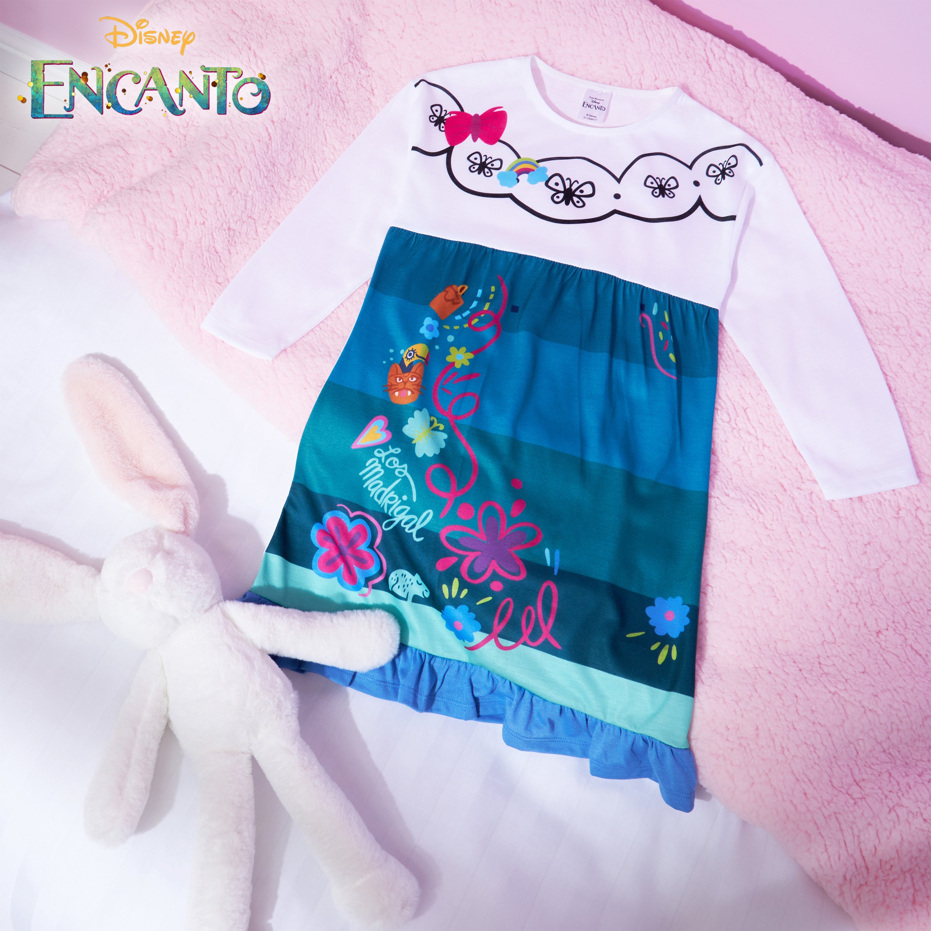 Disney Girls Nightdress, Encanto Long Sleeve Nightie for Girls - Get Trend