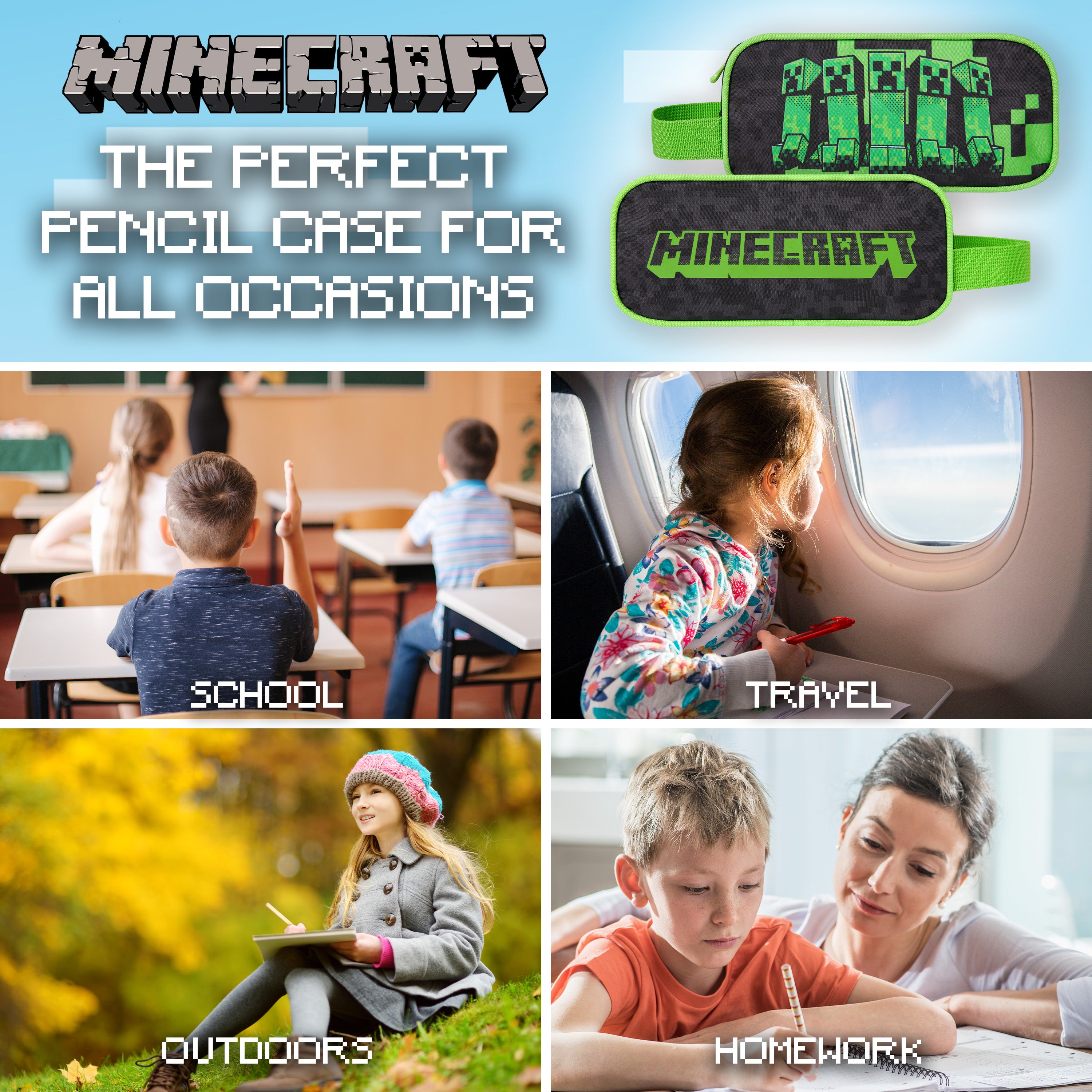 Minecraft Black Pencil Case, Black, School Supplies Pencil Cases Large Capacity - Get Trend