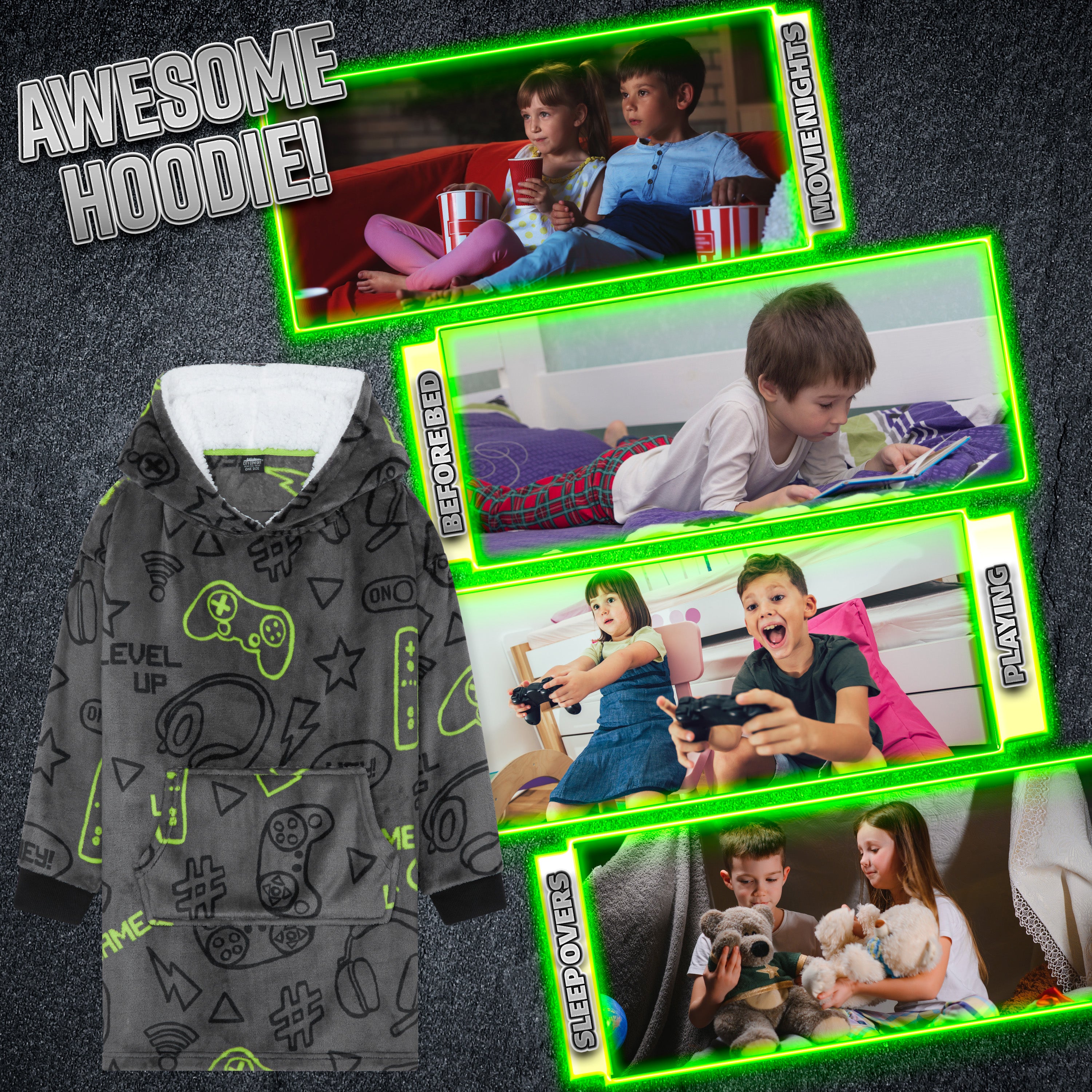 CityComfort Hoodie For Boys, Fleece Oversized Hoodie Blanket - Get Trend
